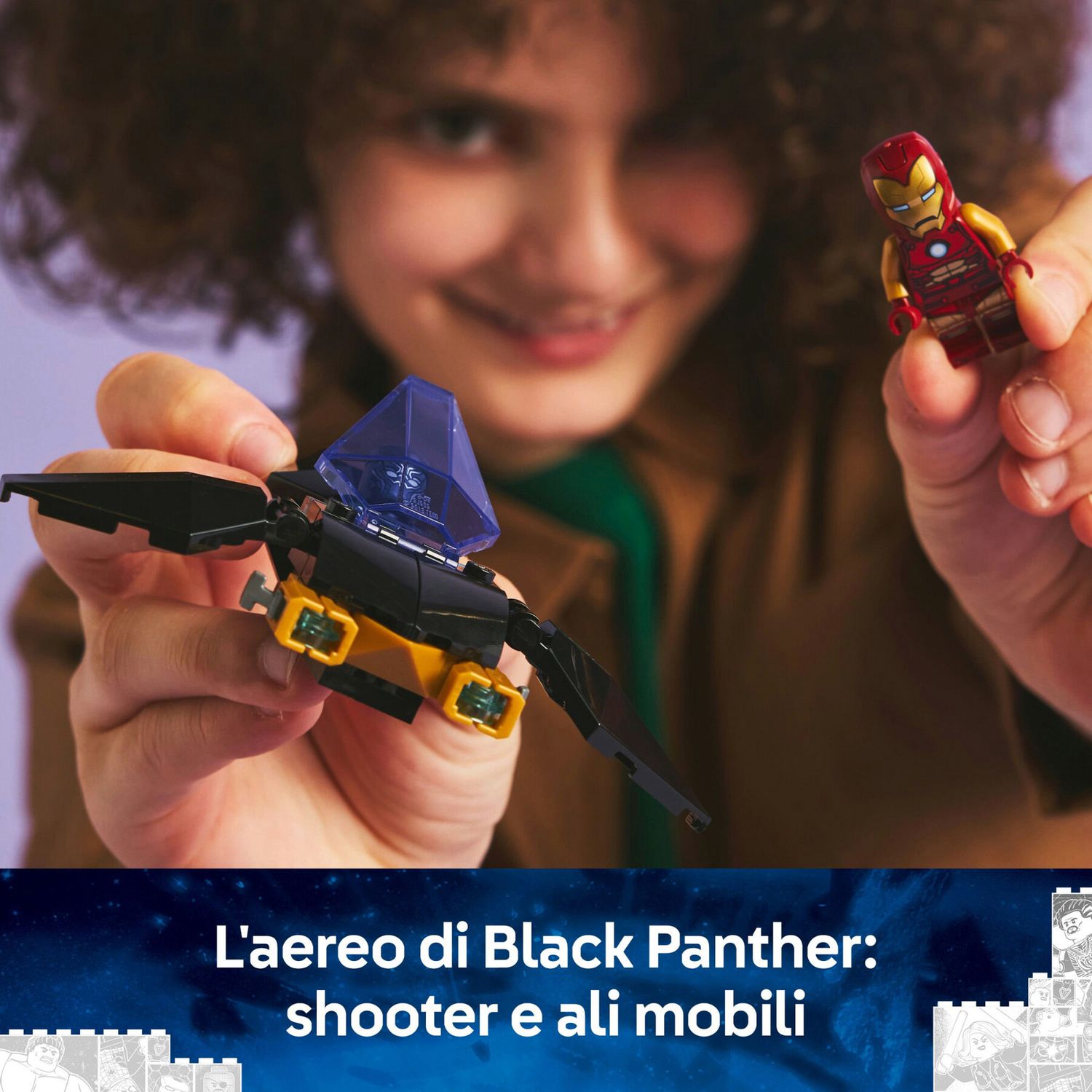 LEGO Marvel 76310 Auto di Iron Man Car e Black Panther Contro Hulk Rosso - LEGO, Marvel