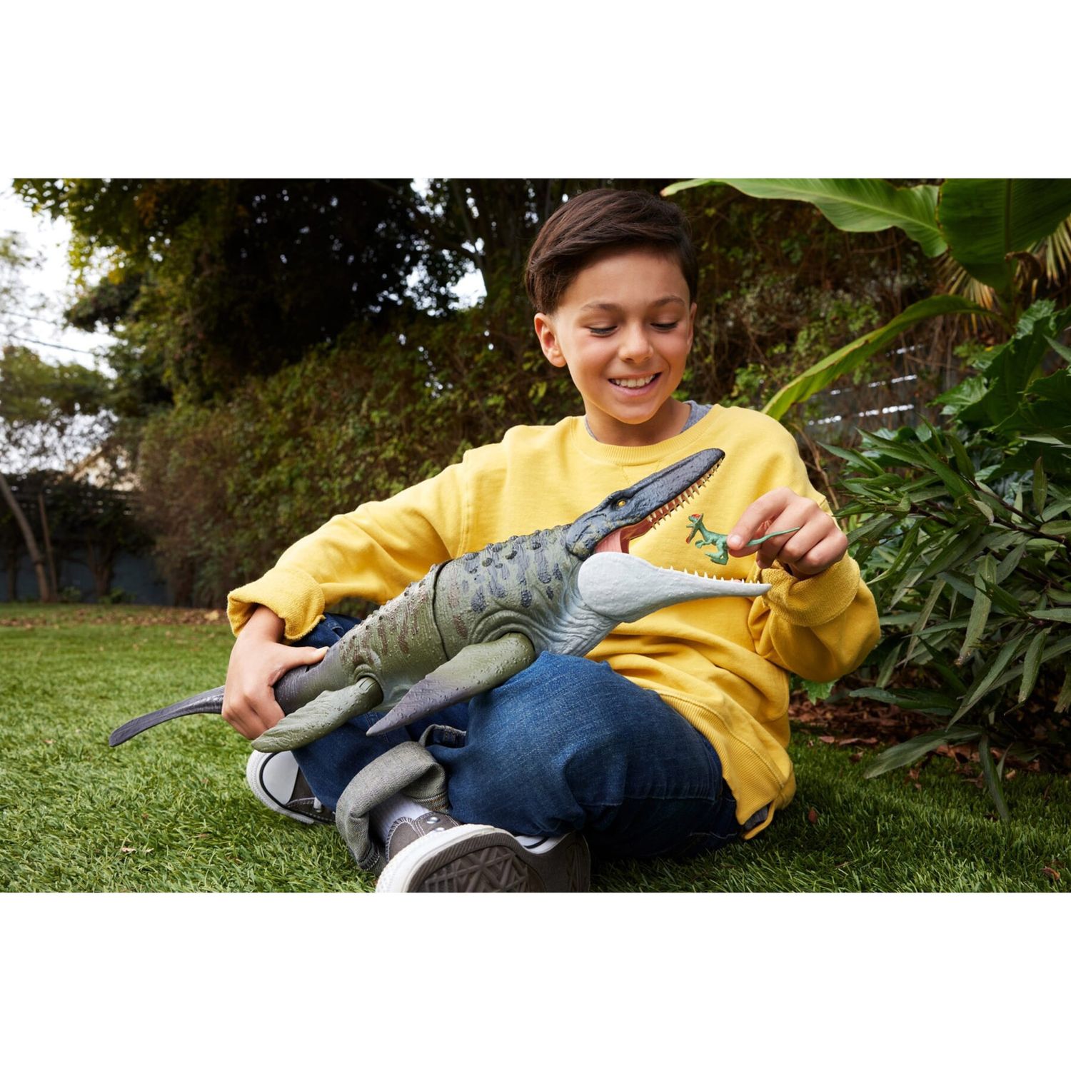 Jurassic World Mosasauro Morso Letale - Dinosauro Snodato con Mini Dilofosauro – Mattel - Jurassic World