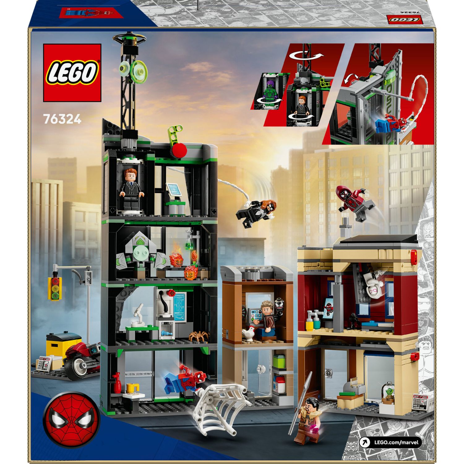 LEGO Marvel 76324 Spider-Man vs Oscorp con Moto e 8 Minifigure - LEGO, Marvel