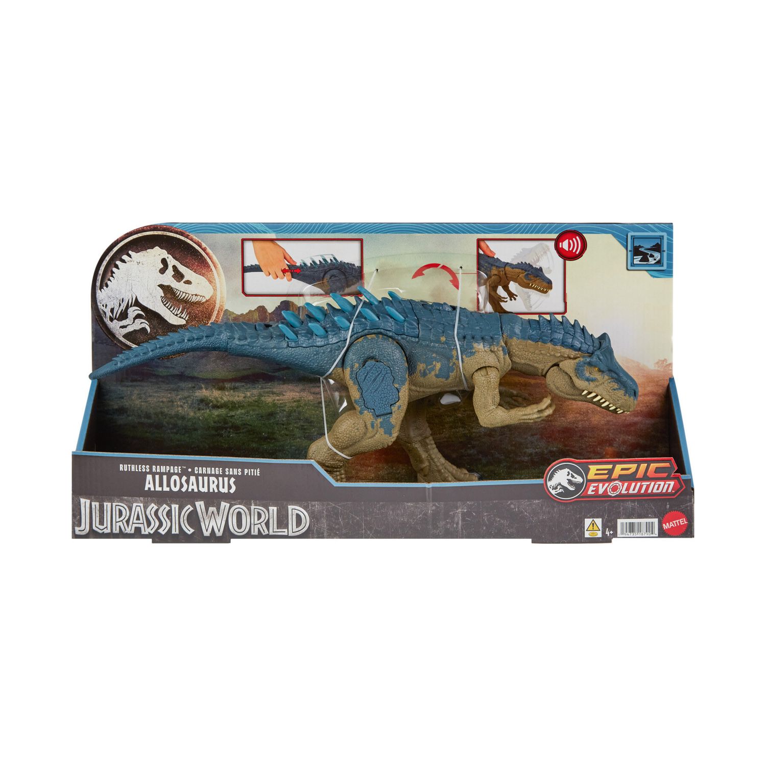 Jurassic World Allosauro Furia Selvaggia - Dinosauro con Aculei e Ruggito – Mattel - Jurassic World