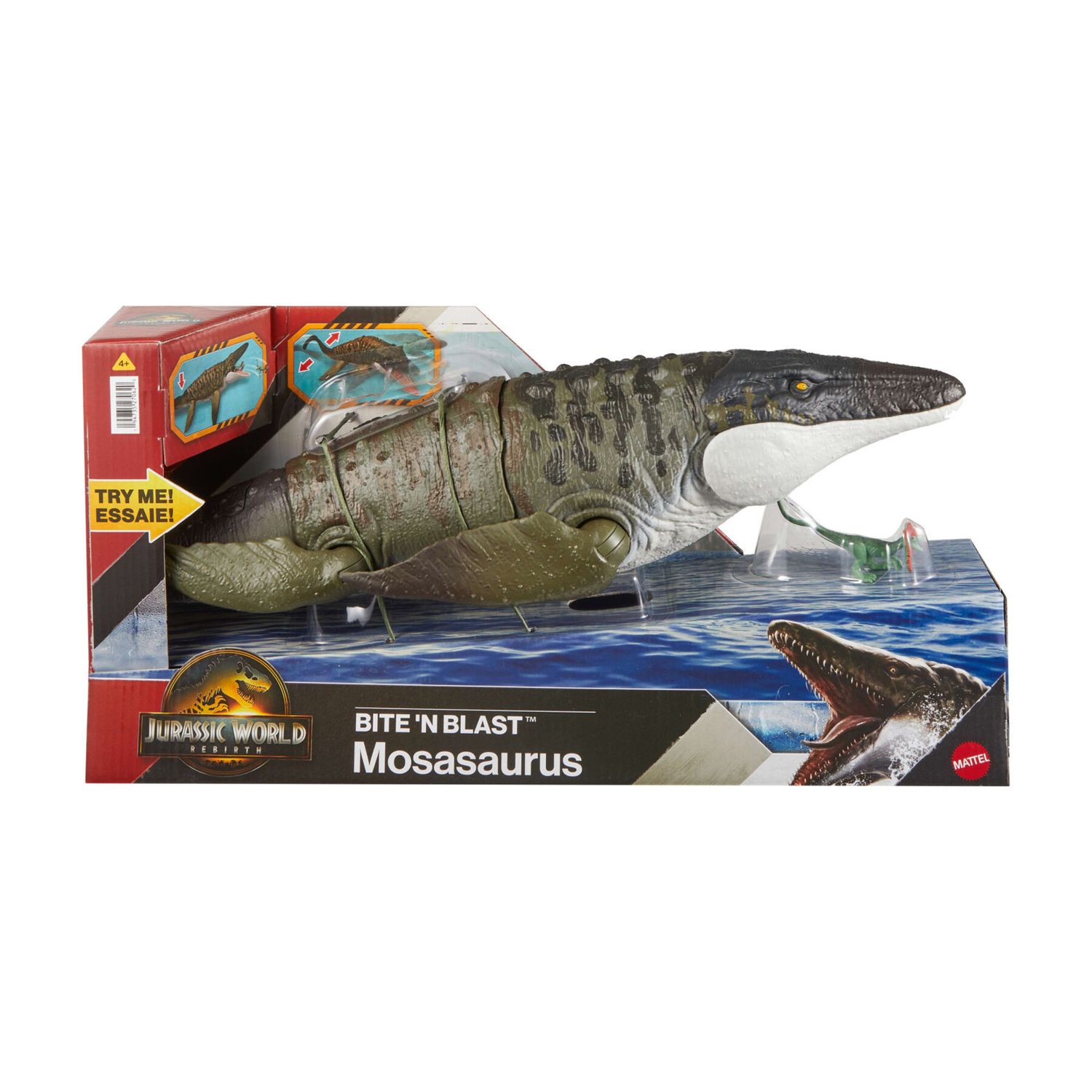Jurassic World Mosasauro Morso Letale - Dinosauro Snodato con Mini Dilofosauro – Mattel - Jurassic World