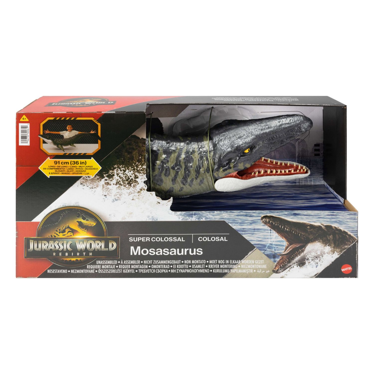 Jurassic World Mosasauro Super Colossale, Dinosauro Snodato con Attacco - Jurassic World