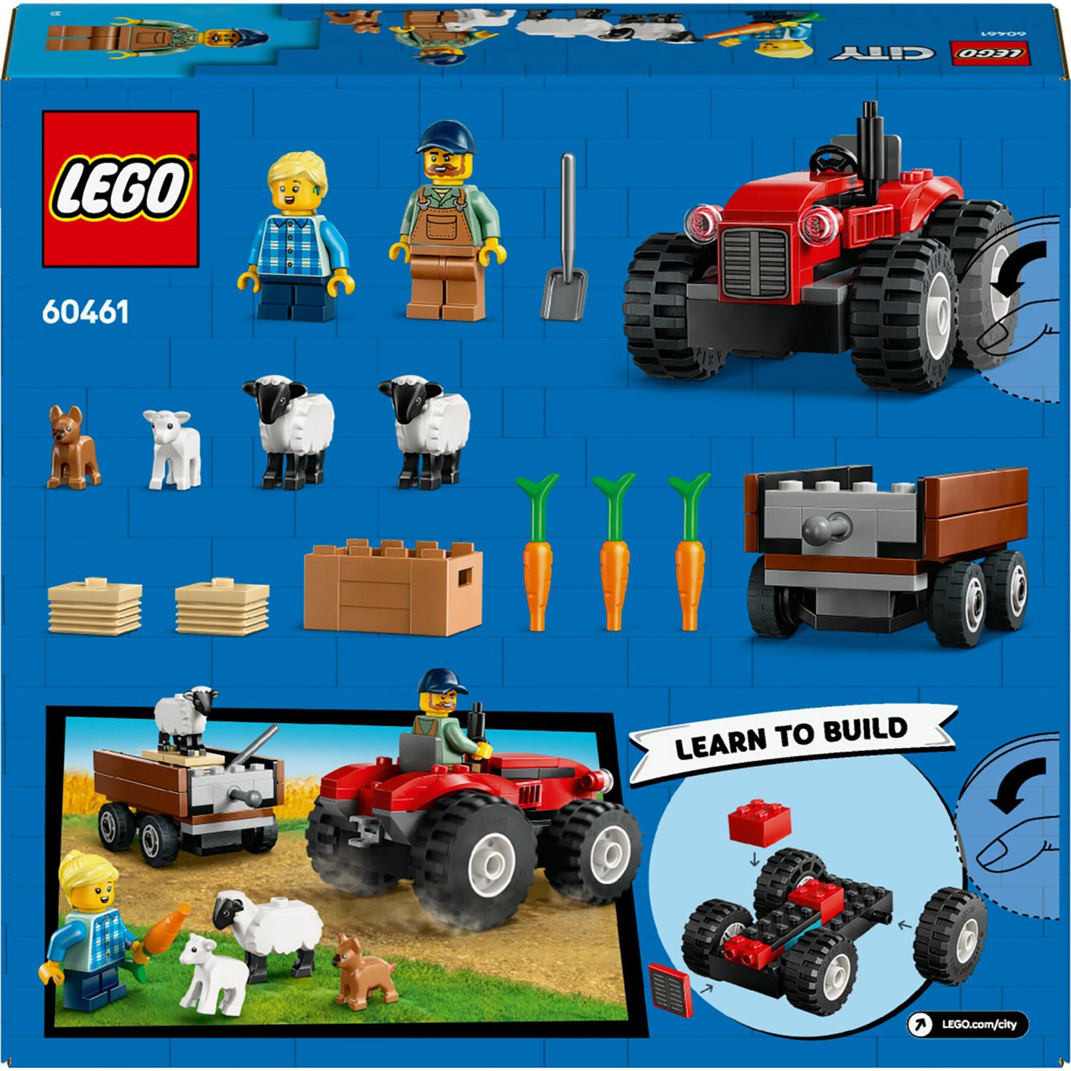 LEGO City 60461 Trattore Agricolo Rosso con Rimorchio e Pecore - LEGO