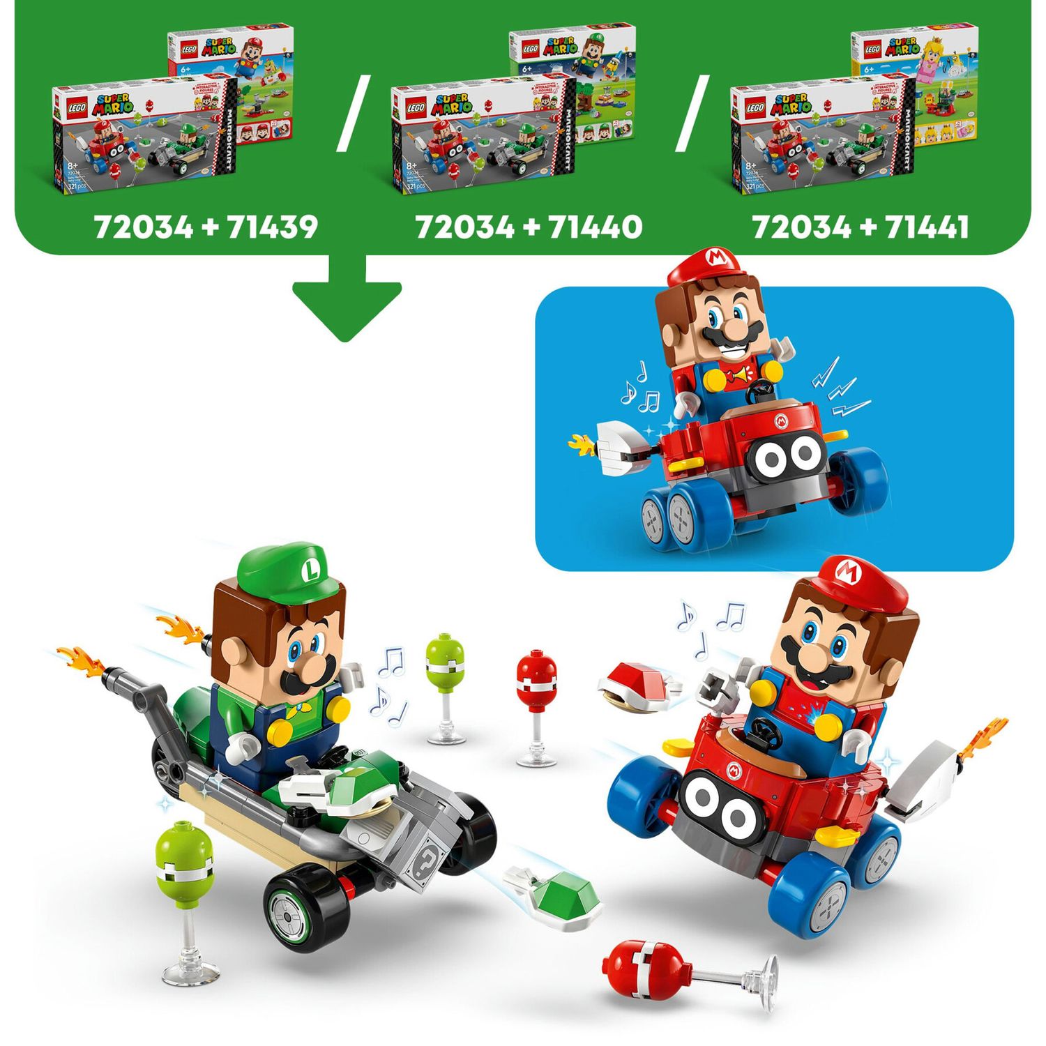 LEGO Super Mario 72034 Mario Kart : Baby Mario vs Baby Luigi - LEGO, Super Mario