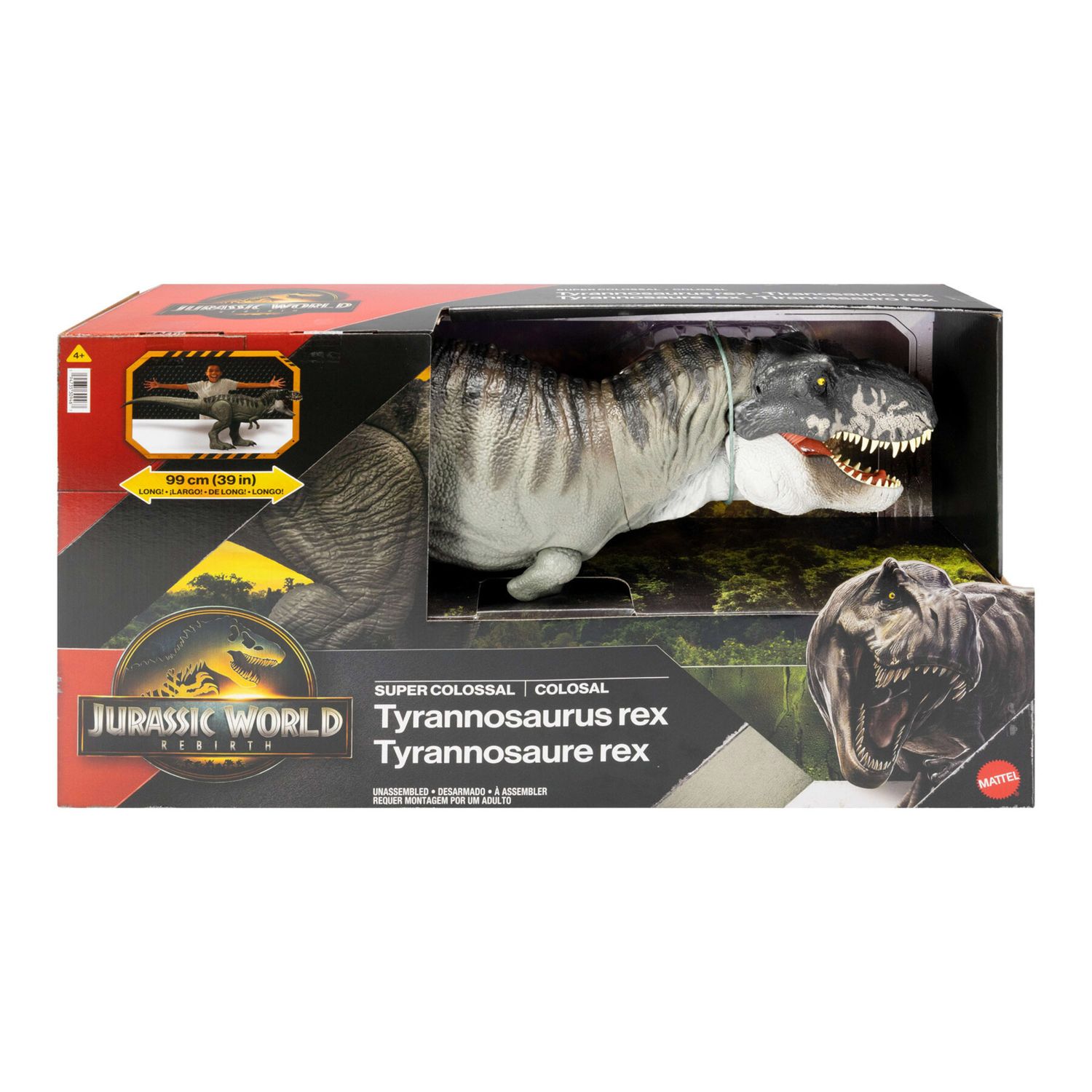 Jurassic World T-Rex Super Colossale, Dinosauro Gigante con 2 Mosse d’Attacco, Mattel - Jurassic World