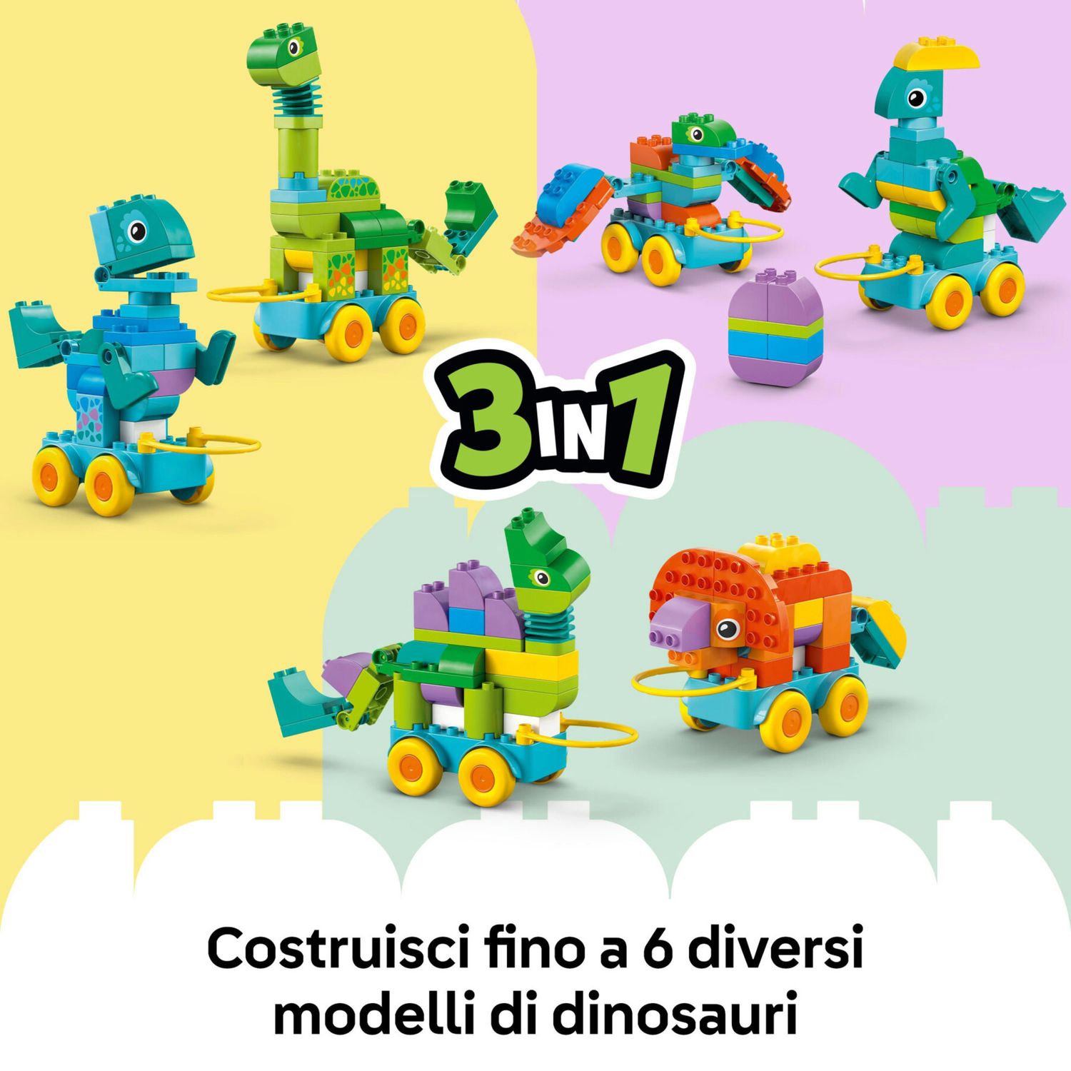 LEGO Duplo 10451 Dinosauri Ruote 3 in 1: Costruisci 3 Coppie - LEGO