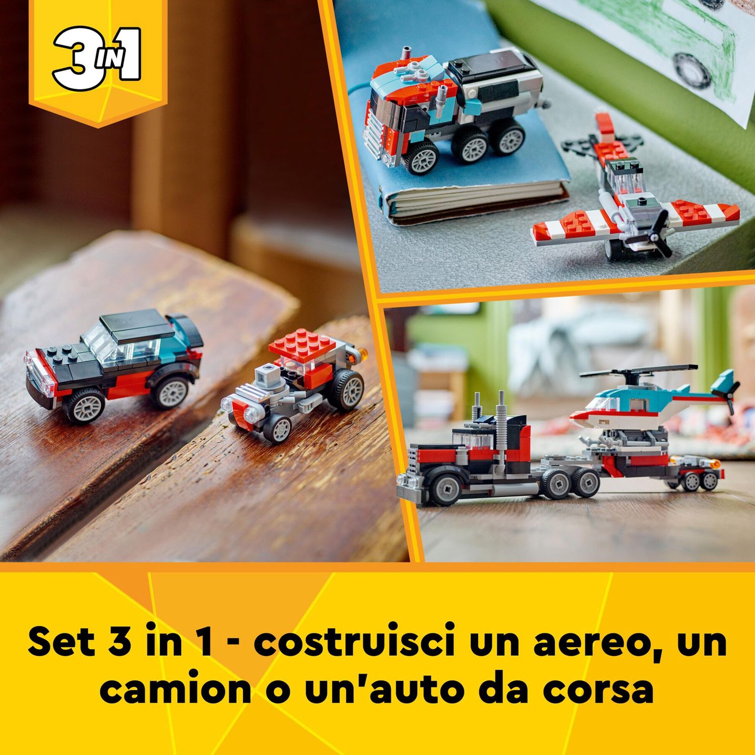 LEGO Creator 31146 3 in 1 Autocarro con Elicottero - LEGO