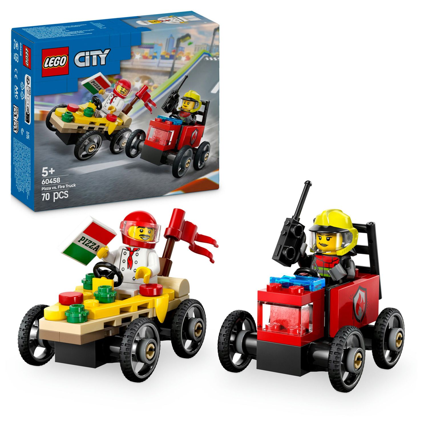 LEGO City 60458 Pack Veicoli Da Corsa: Pizzaiolo Contro Pompiere - LEGO