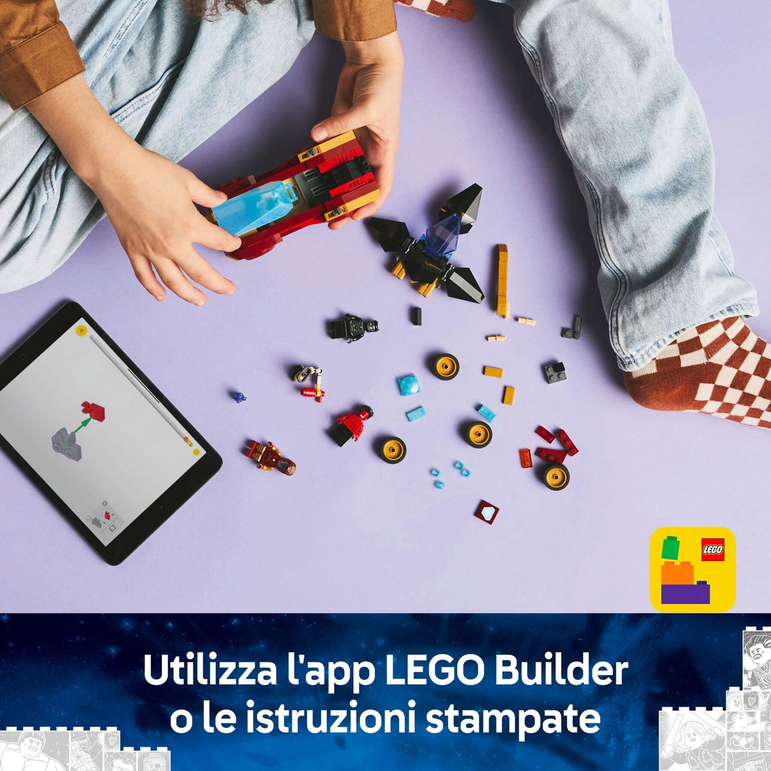 LEGO Marvel 76310 Auto di Iron Man Car e Black Panther Contro Hulk Rosso - LEGO, Marvel