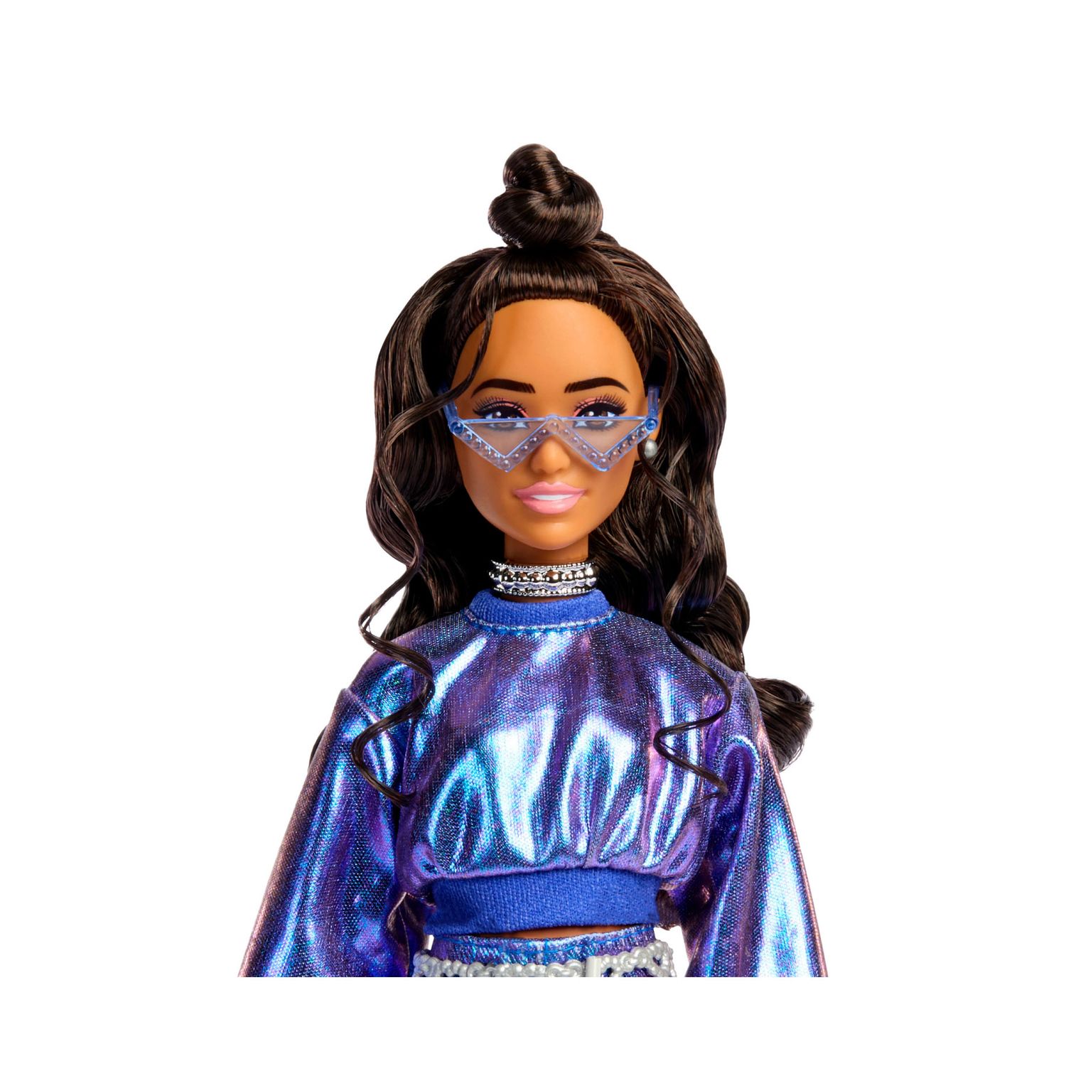 Barbie Fashionista Deluxe Metallic Mora con Vestito Azzurro - Barbie