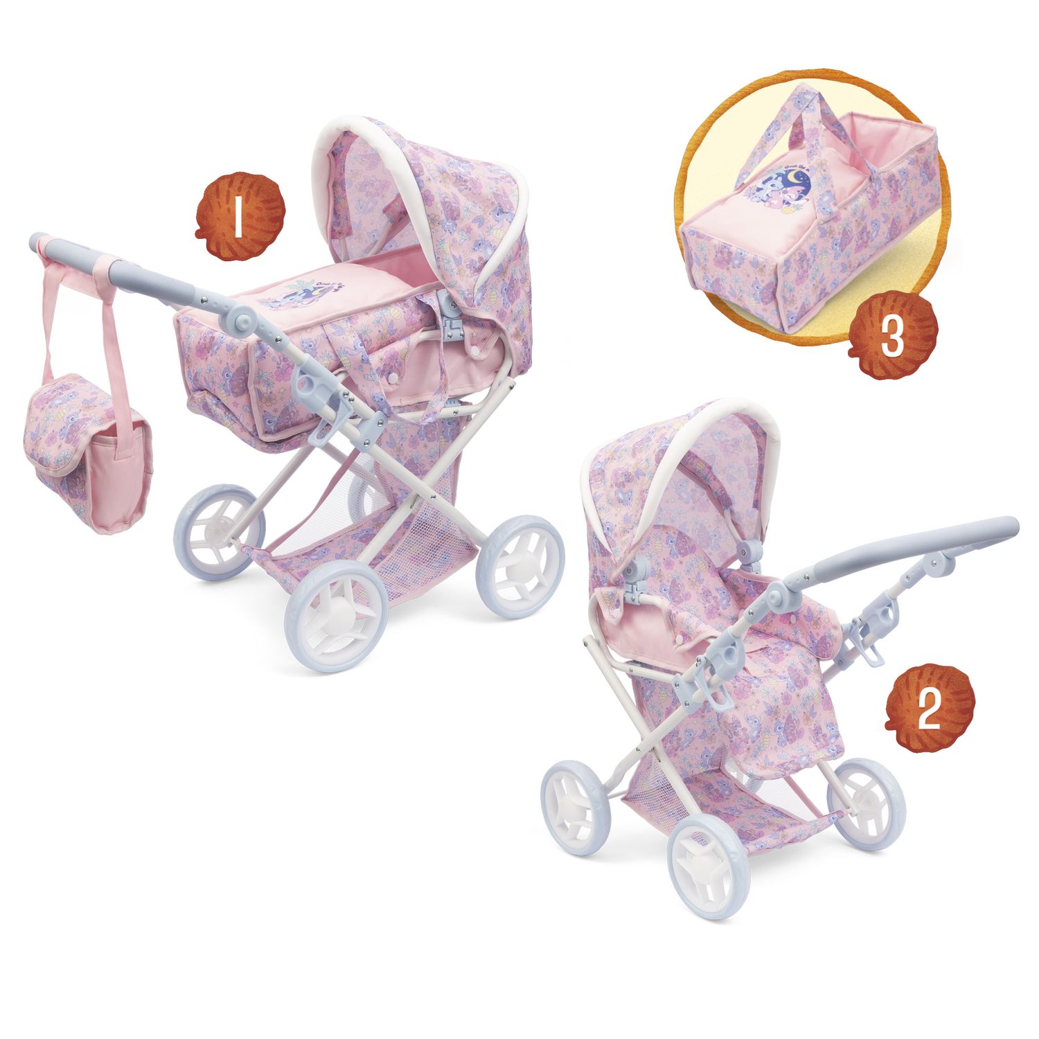 Carrozzina per bambole 3 in 1 Disney Stitch - Disney Stitch