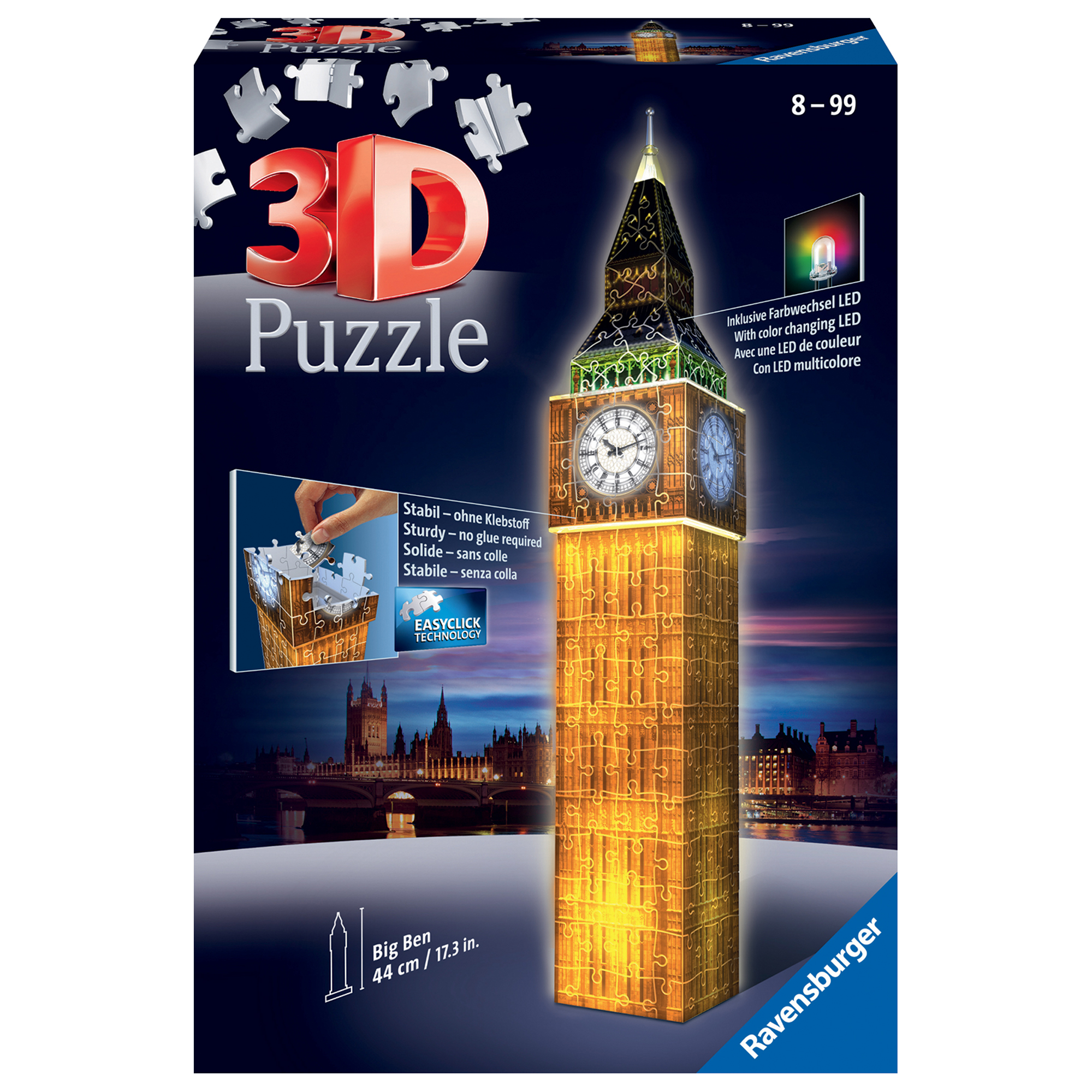 Puzzle 3D Big Ben Building Night Edition con LED, 216 pezzi - Ravensburger