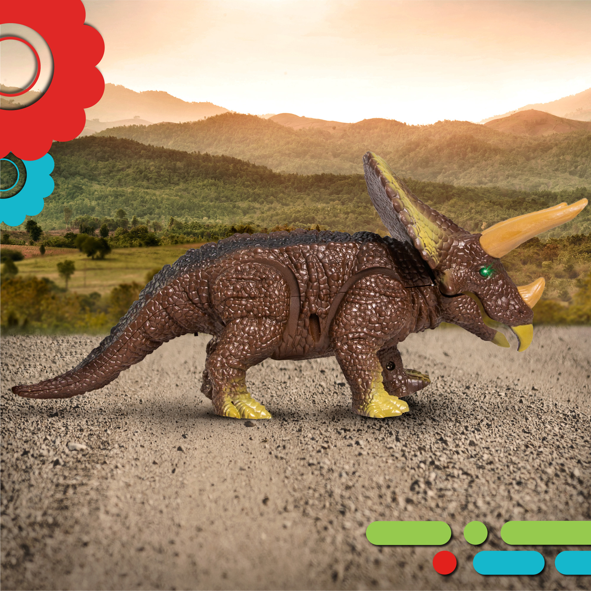 Dinosauro triceratopo radiocomandato con suoni realistici - Discovery Toys
