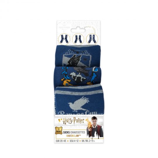 Set di 3 paia di calze Corvonero (taglia unica da 35 a 45) - Harry Potter