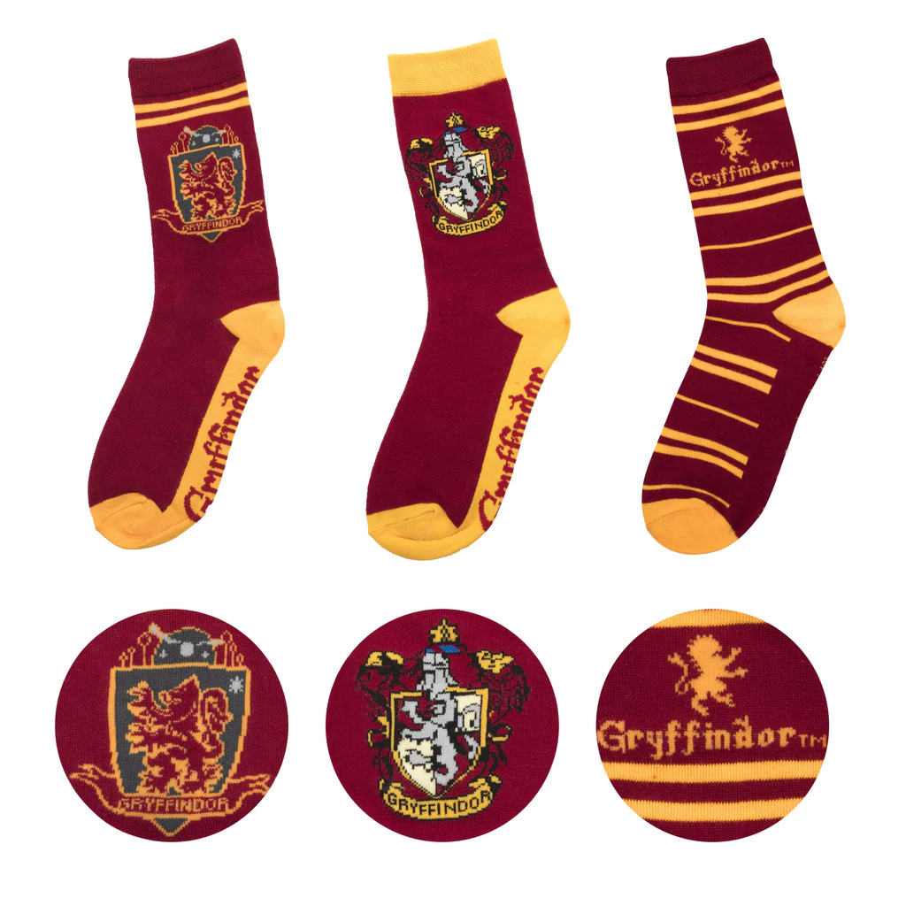 Set di 3 paia di calze Grifondoro (taglia unica da 35 a 45) - Harry Potter