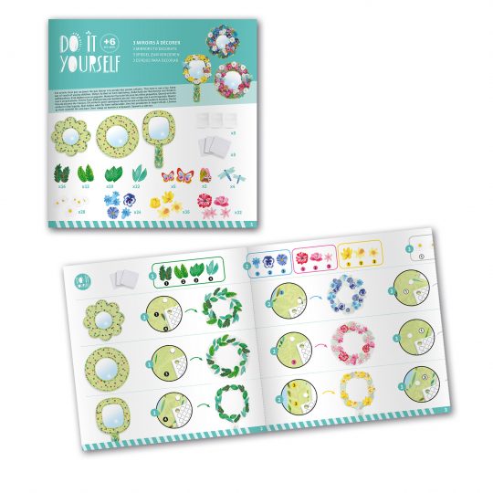 Kit artistico con 3 diversi specchi da decorare Pretty flowers - Djeco