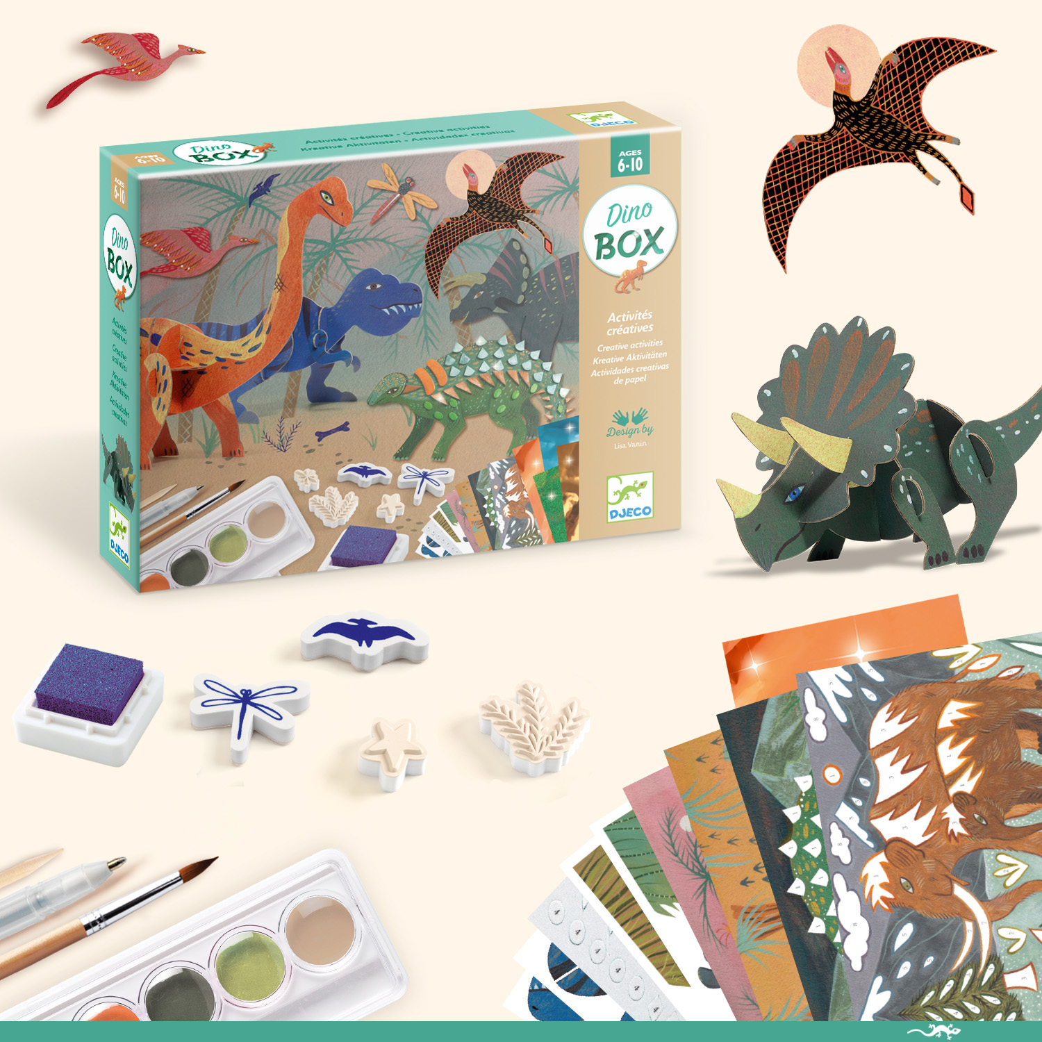 Set con 6 attività creative The World of Dinosaurs - Djeco