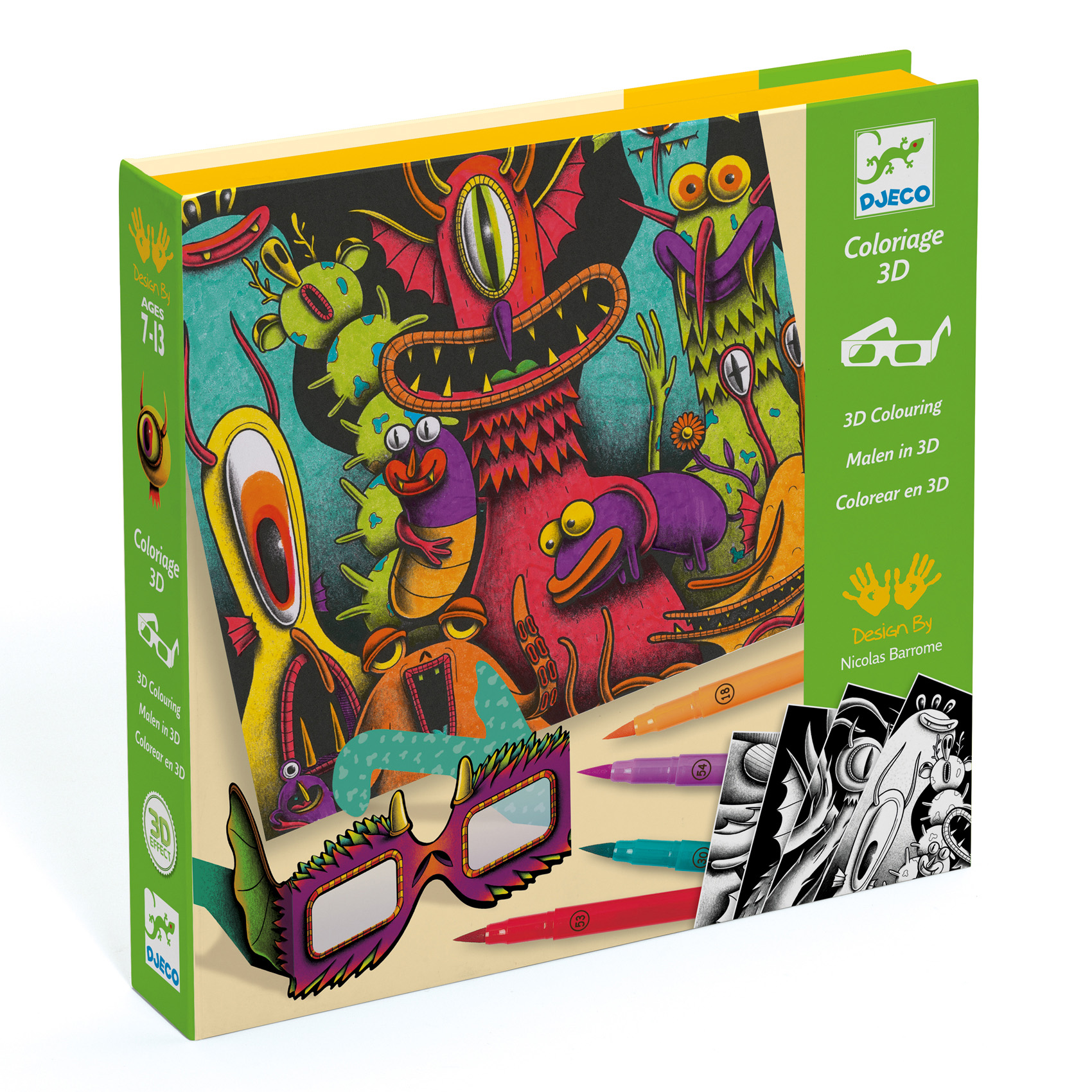 Kit per colorare con 4 illustrazioni 3D Funny Freaks - Djeco