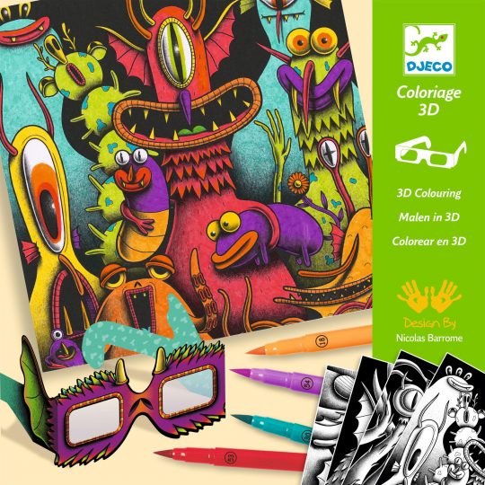 Kit per colorare con 4 illustrazioni 3D Funny Freaks - Djeco