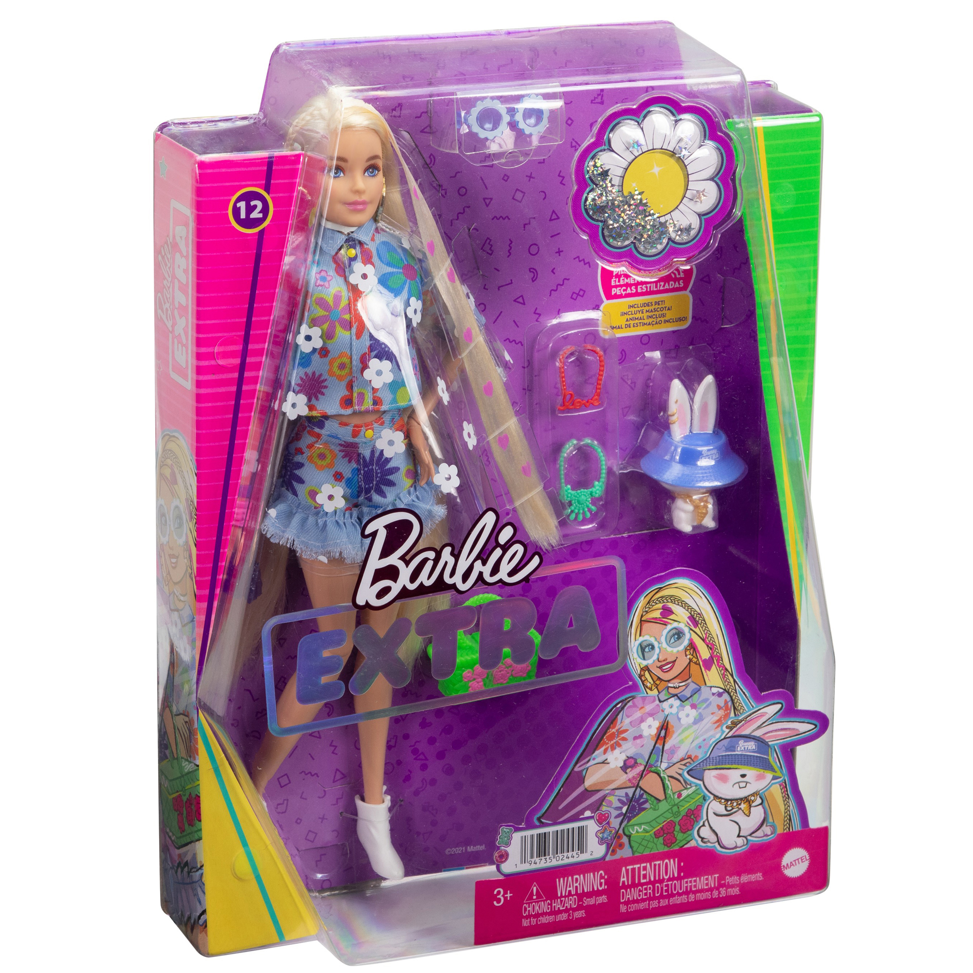 Barbie Extra Snodata con Lunghissimi Capelli Biondi con Cuoricini - Barbie