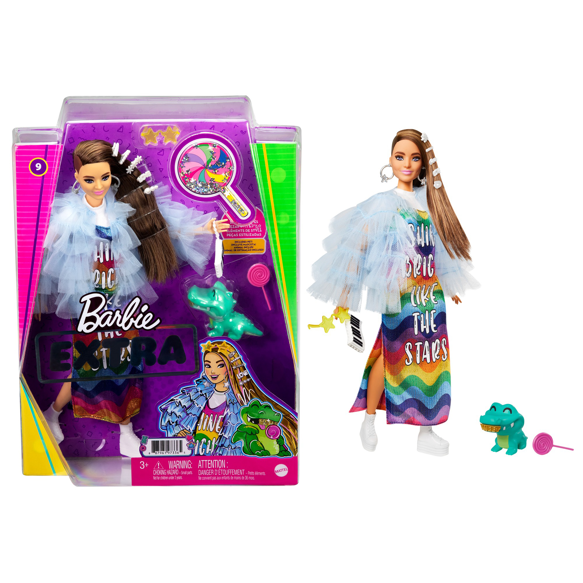 Barbie Extra con giacca blu e cucciolo di coccodrillo - Barbie