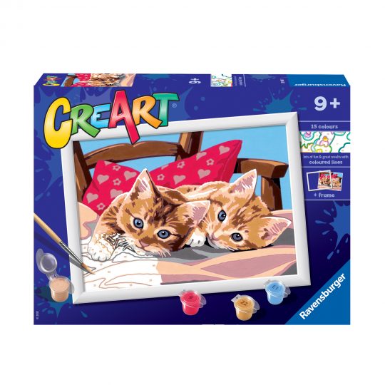 Creart Gattini sul cuscino, Serie D, Kit per dipingere con i numeri - Creart