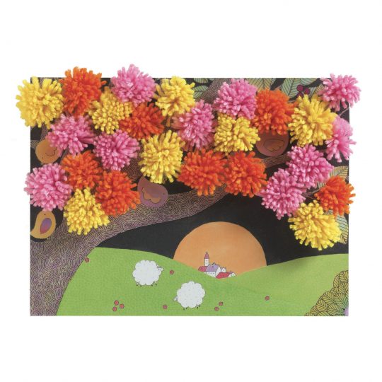 Kit artistico con 4 illustrazioni An explosion of pompons - Djeco