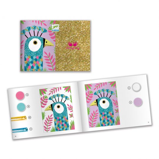 Kit per decorare con glitter Dazzling birds - Djeco