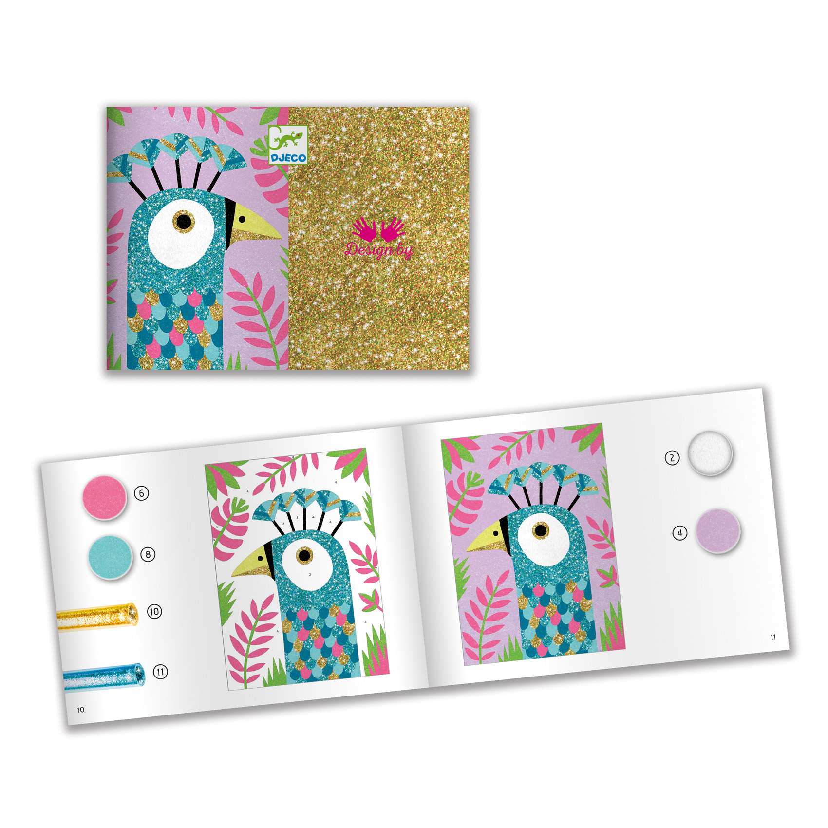 Kit per decorare con glitter Dazzling birds - Djeco