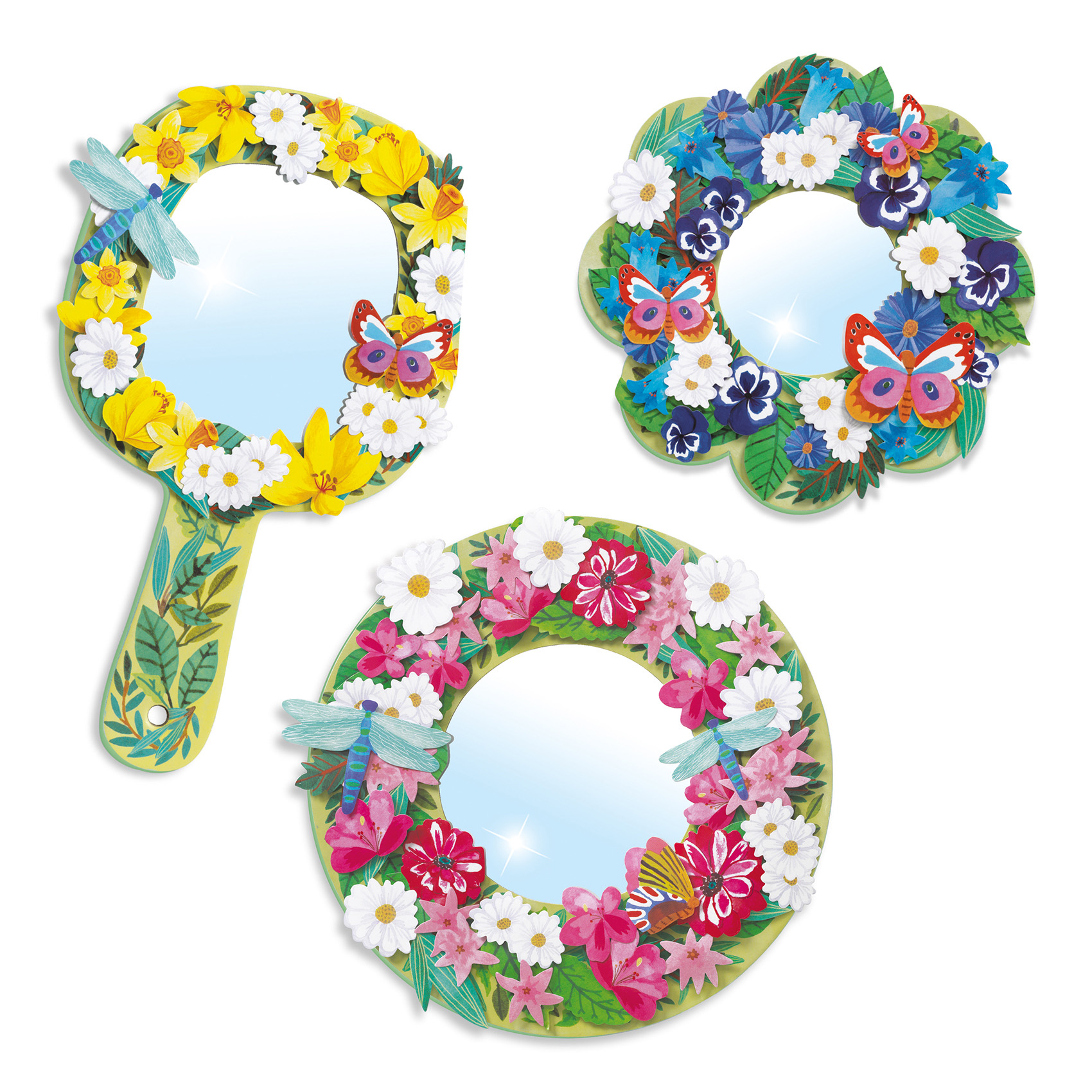 Kit artistico con 3 diversi specchi da decorare Pretty flowers - Djeco