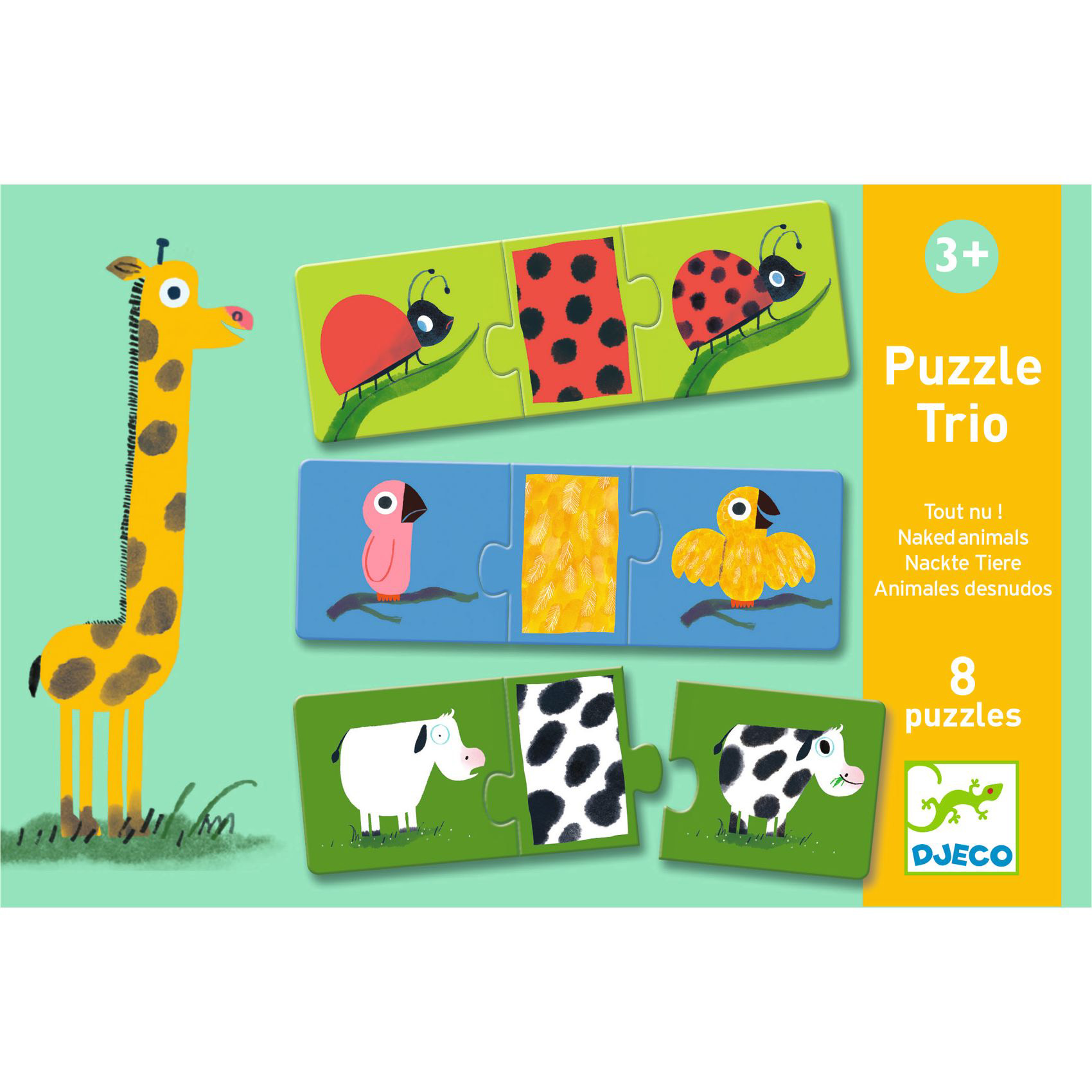 Puzzle trio Naked Animals (8 soggetti) - Djeco