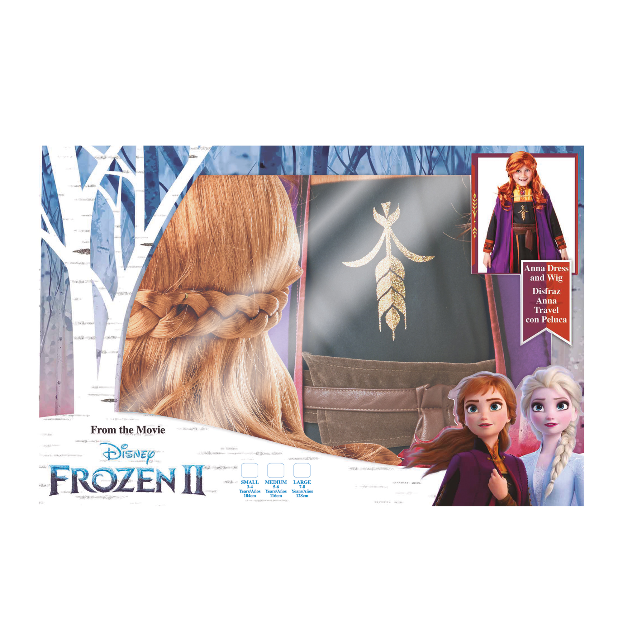 Costume Anna con parrucca Frozen 2 da 3 a 8 anni - Disney
