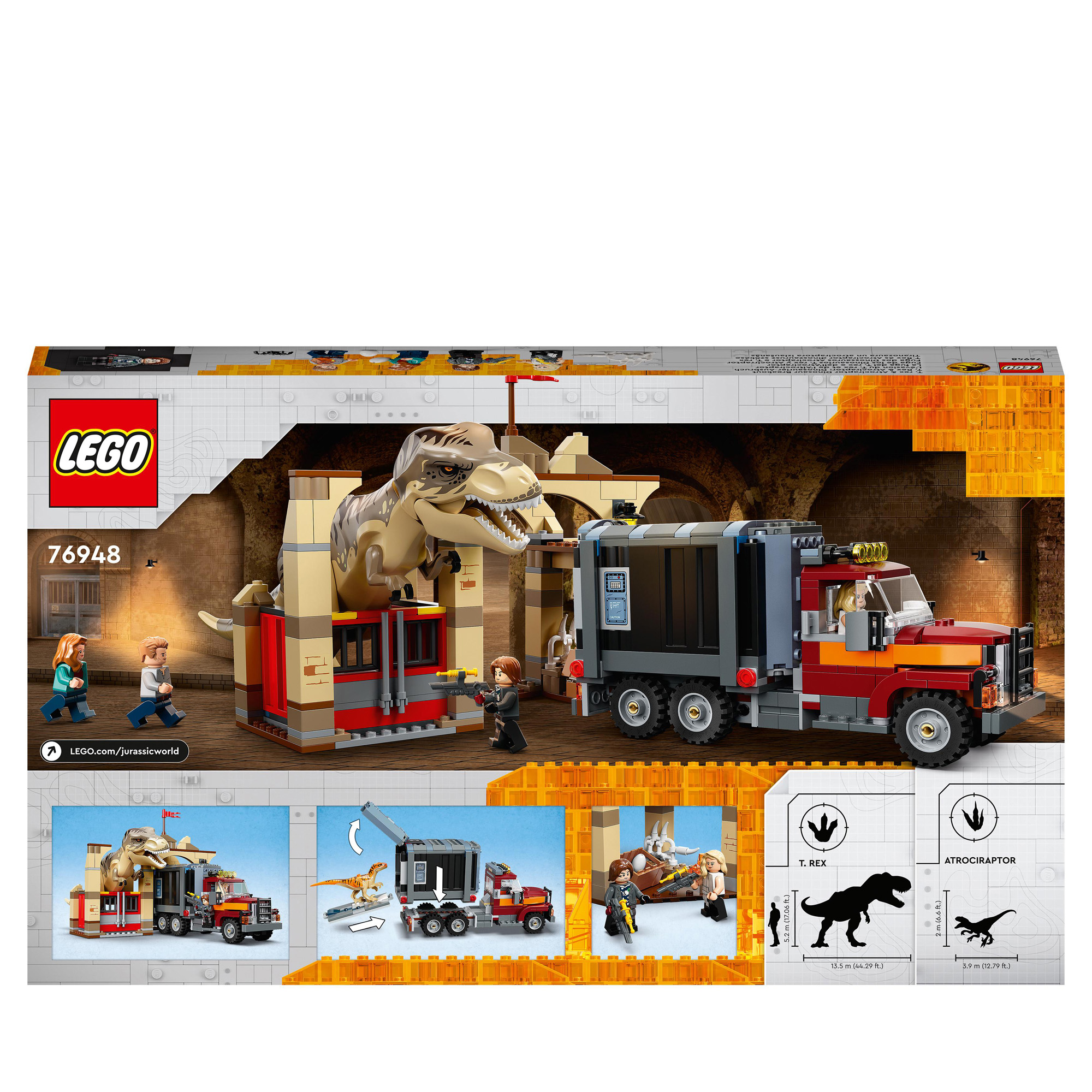 LEGO Jurassic World 76948 La Fuga del T-rex e dell’Atrociraptor - Jurassic World, LEGO