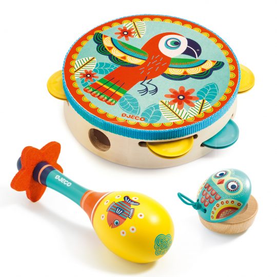 Set tambourine maracas castane - Djeco