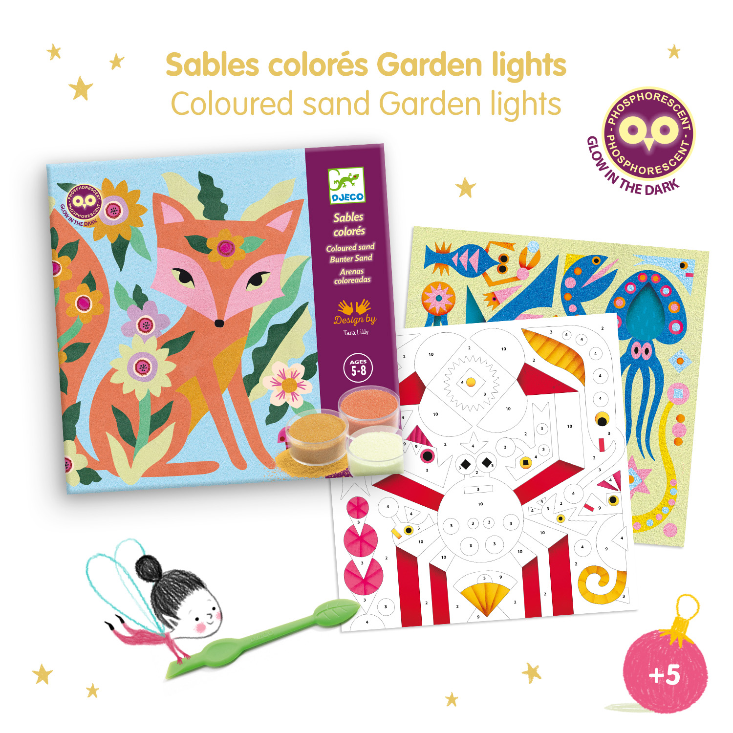 Kit decorazioni con glitter fosforescente Garden Lights - Djeco