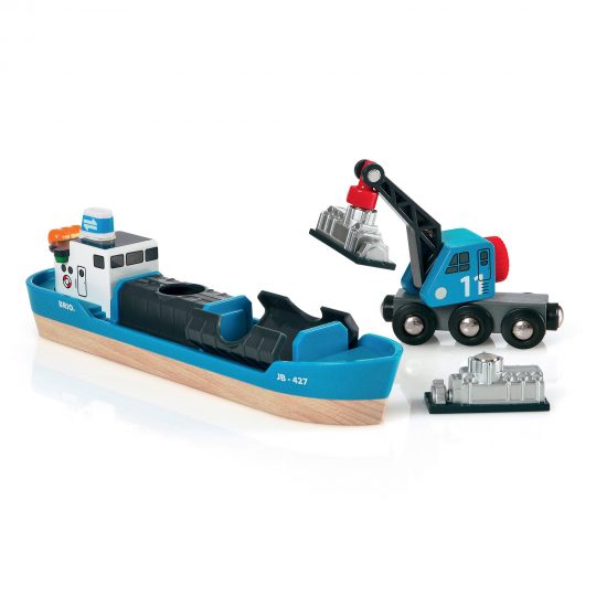 Brio nave, container e gru,set da 4 pezzi - Brio