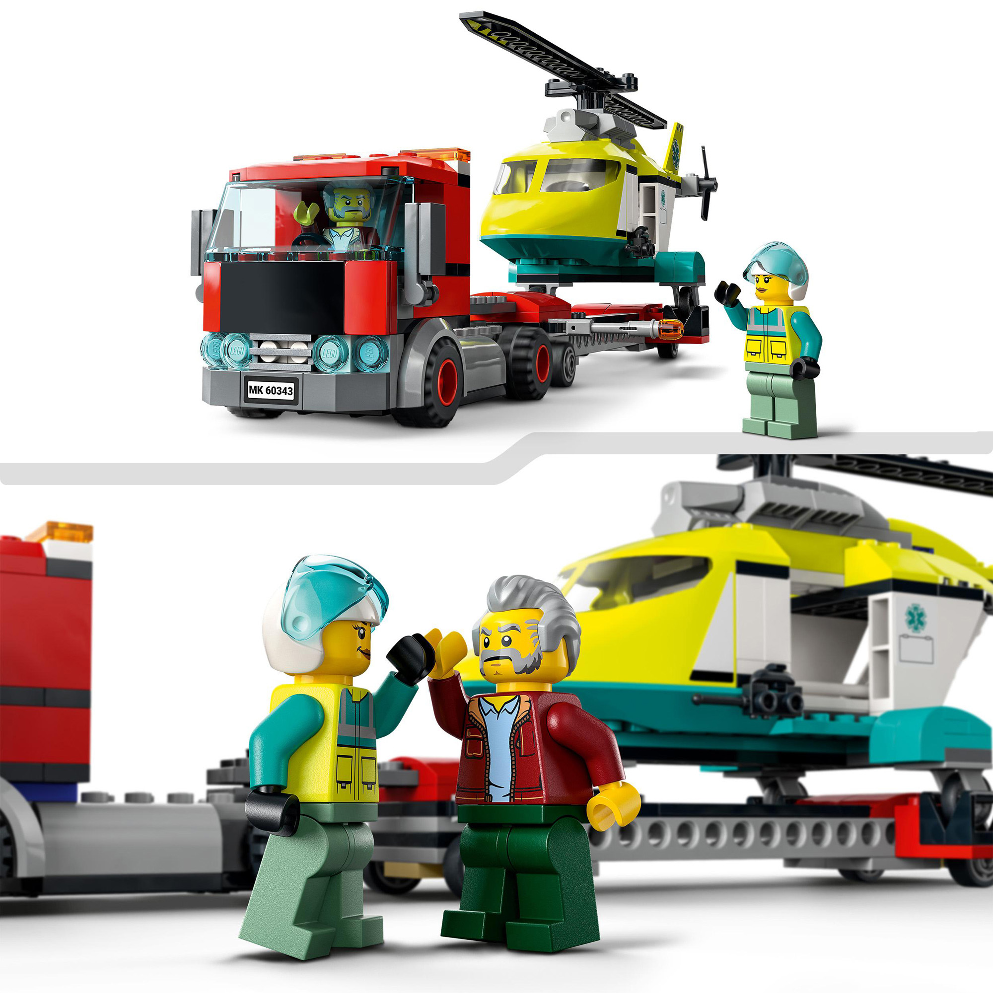 LEGO 60343 City Great Vehicles Trasportatore di Elicotteri di Salvataggio - LEGO