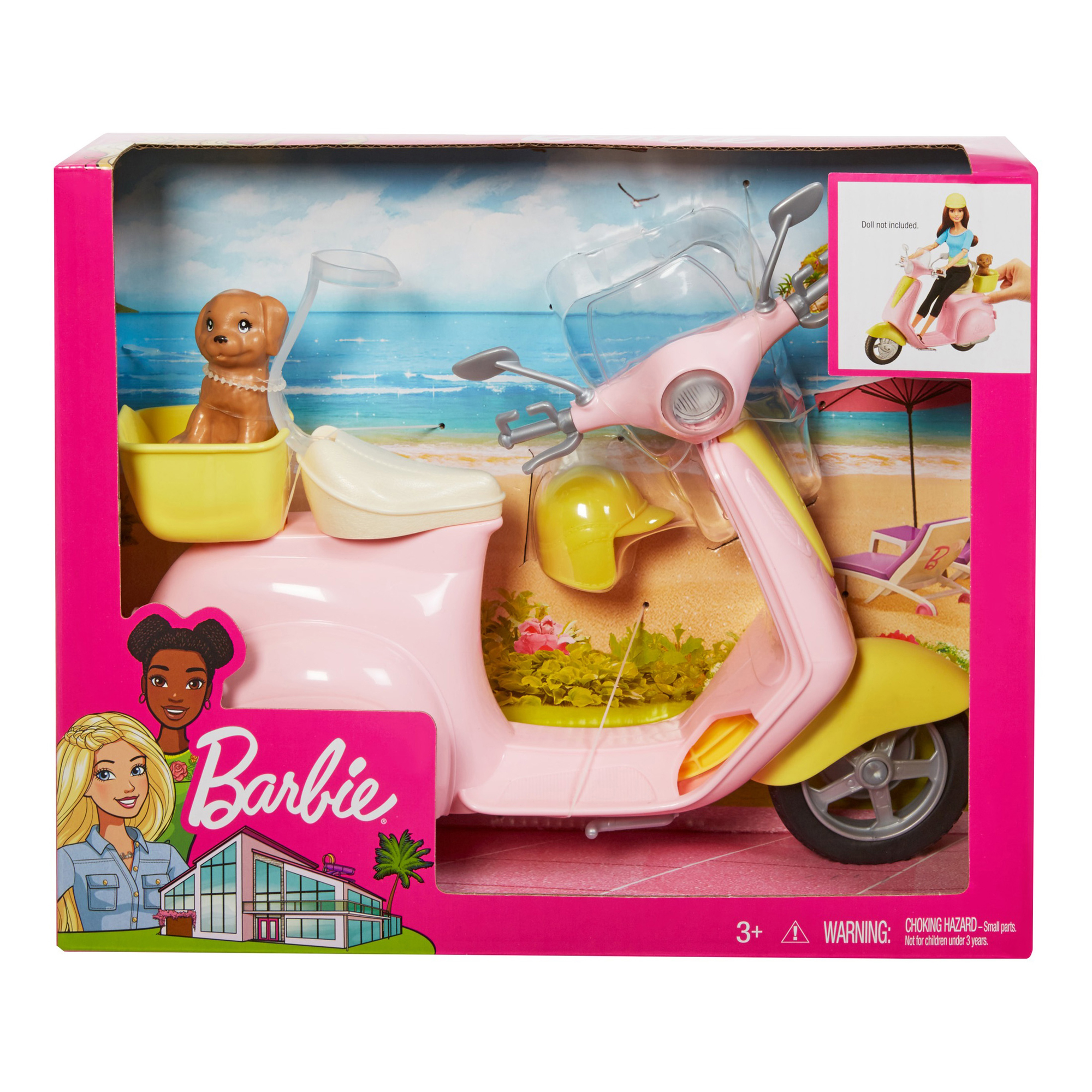 Barbie, Playset con Bambola in Motorino e Cagnolino - Barbie
