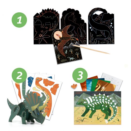 Set con 6 attività creative The World of Dinosaurs - Djeco