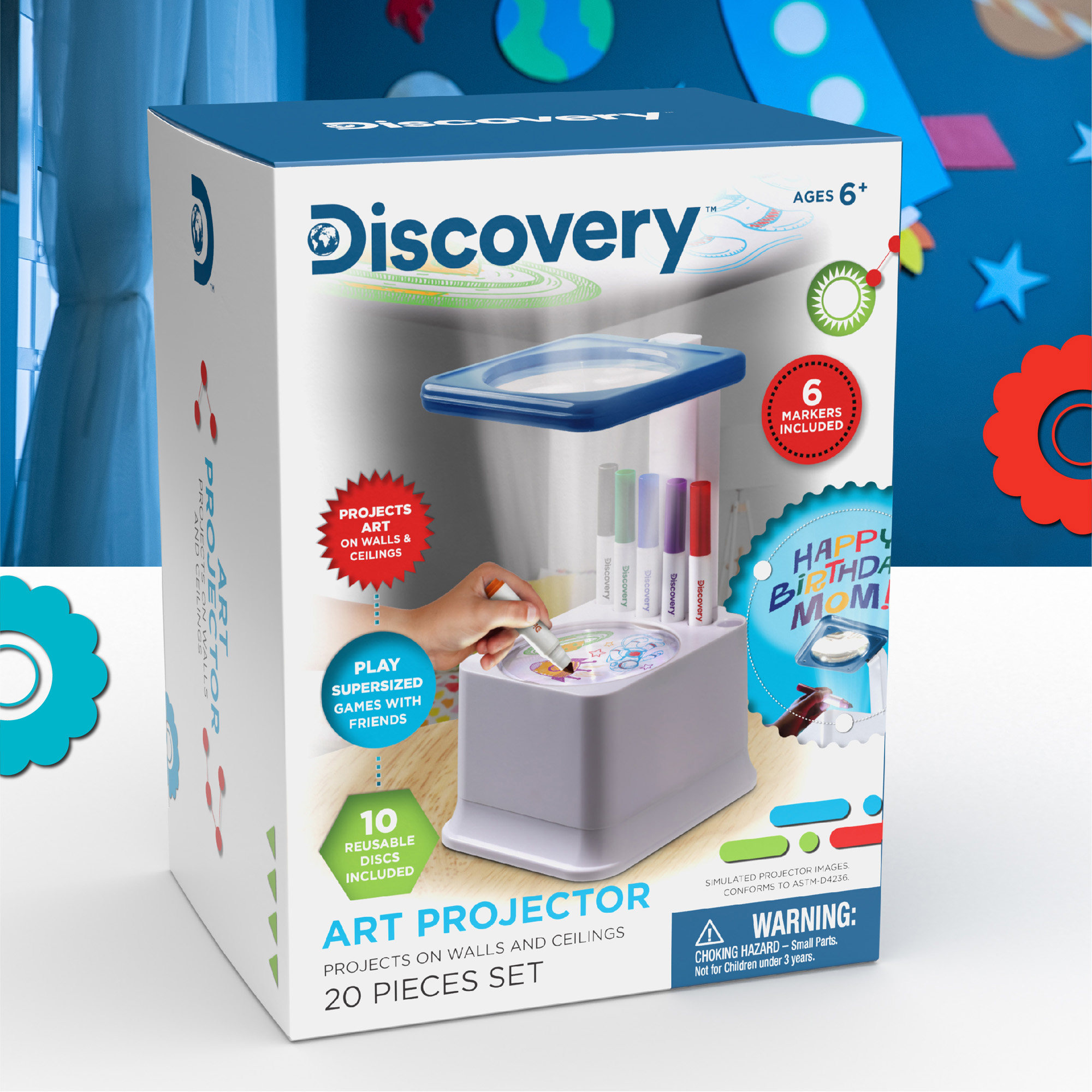Proiettore per disegni giocattolo con 6 pennarelli colorati - Discovery Toys
