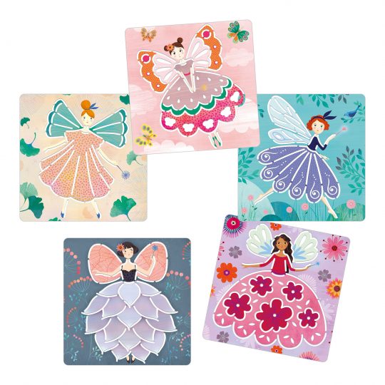 Kit artistico con 5 stencil Fairies - Djeco