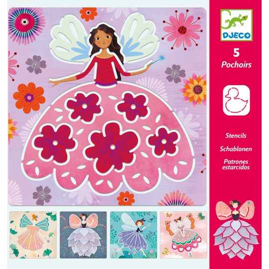 Kit artistico con 5 stencil Fairies - Djeco