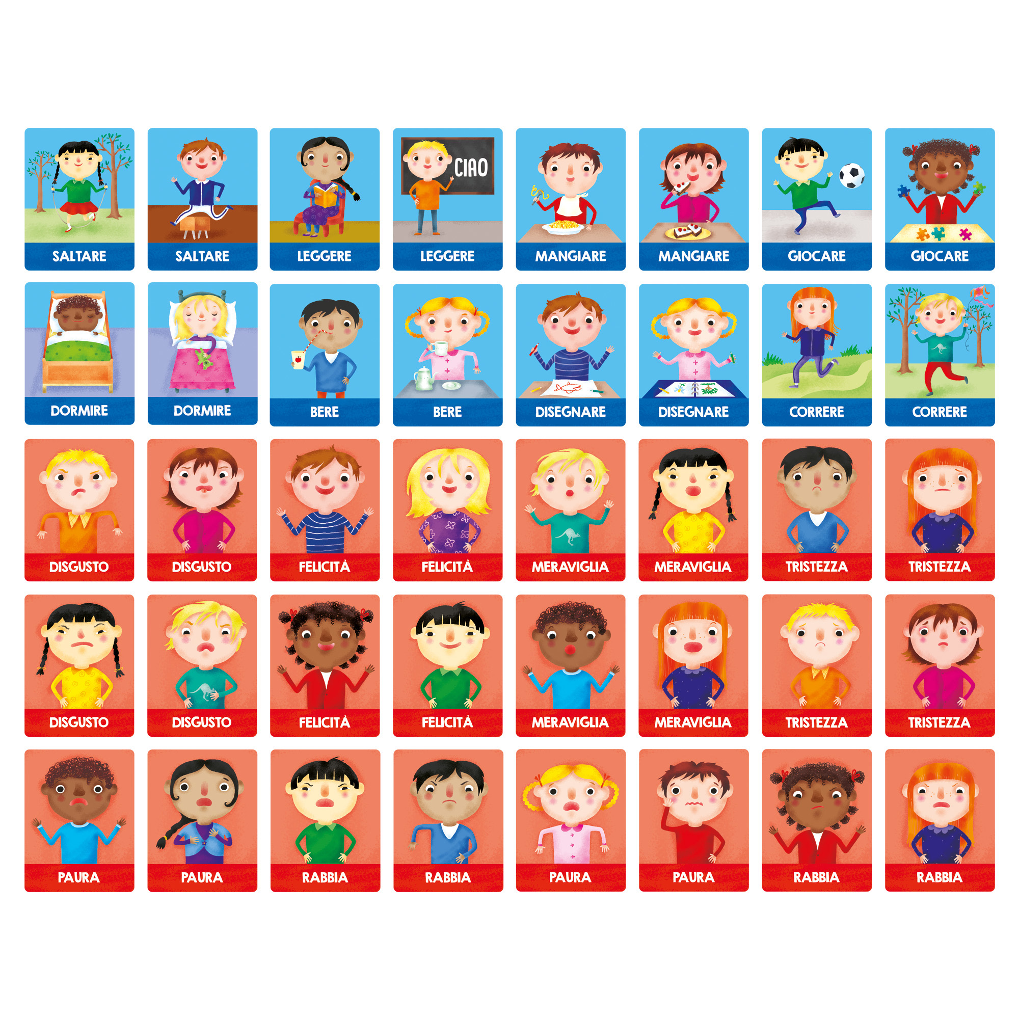 Flashcards Montessori Emozioni e Azioni - Headu