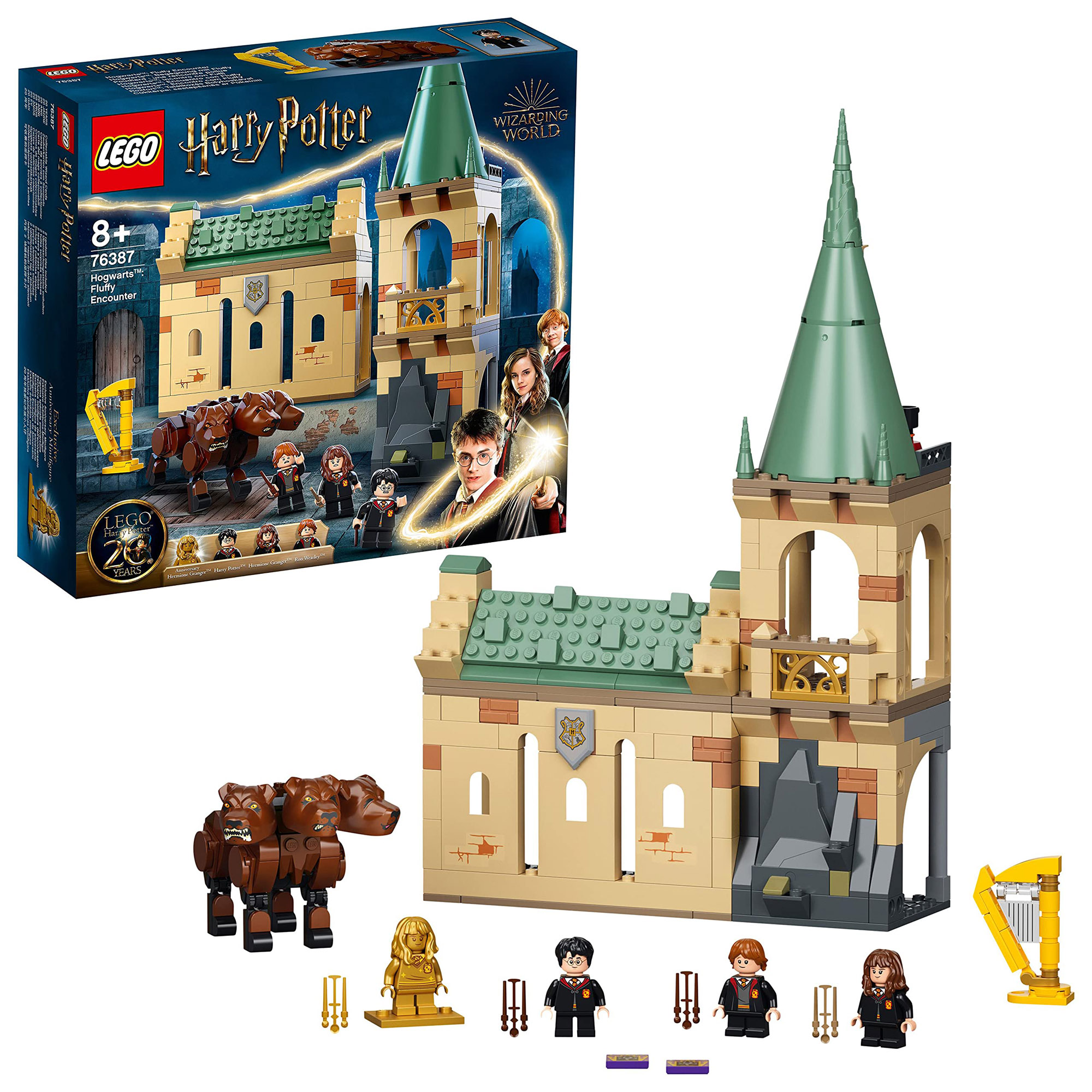 LEGO Harry Potter Hogwarts: Incontro con Fuffi, Castello Giocattolo con Cane a Tre Teste e Minifigure d'Oro del 20° Anniversario, 76387 - Harry Potter, LEGO