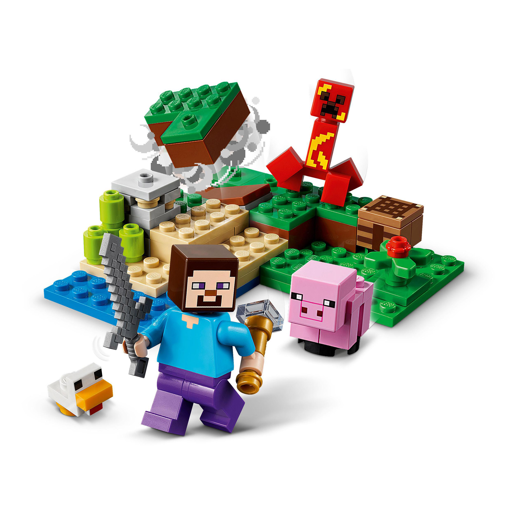 LEGO Minecraft l'agguato del creeper, con steve e 2 minifigure, 21177 - LEGO
