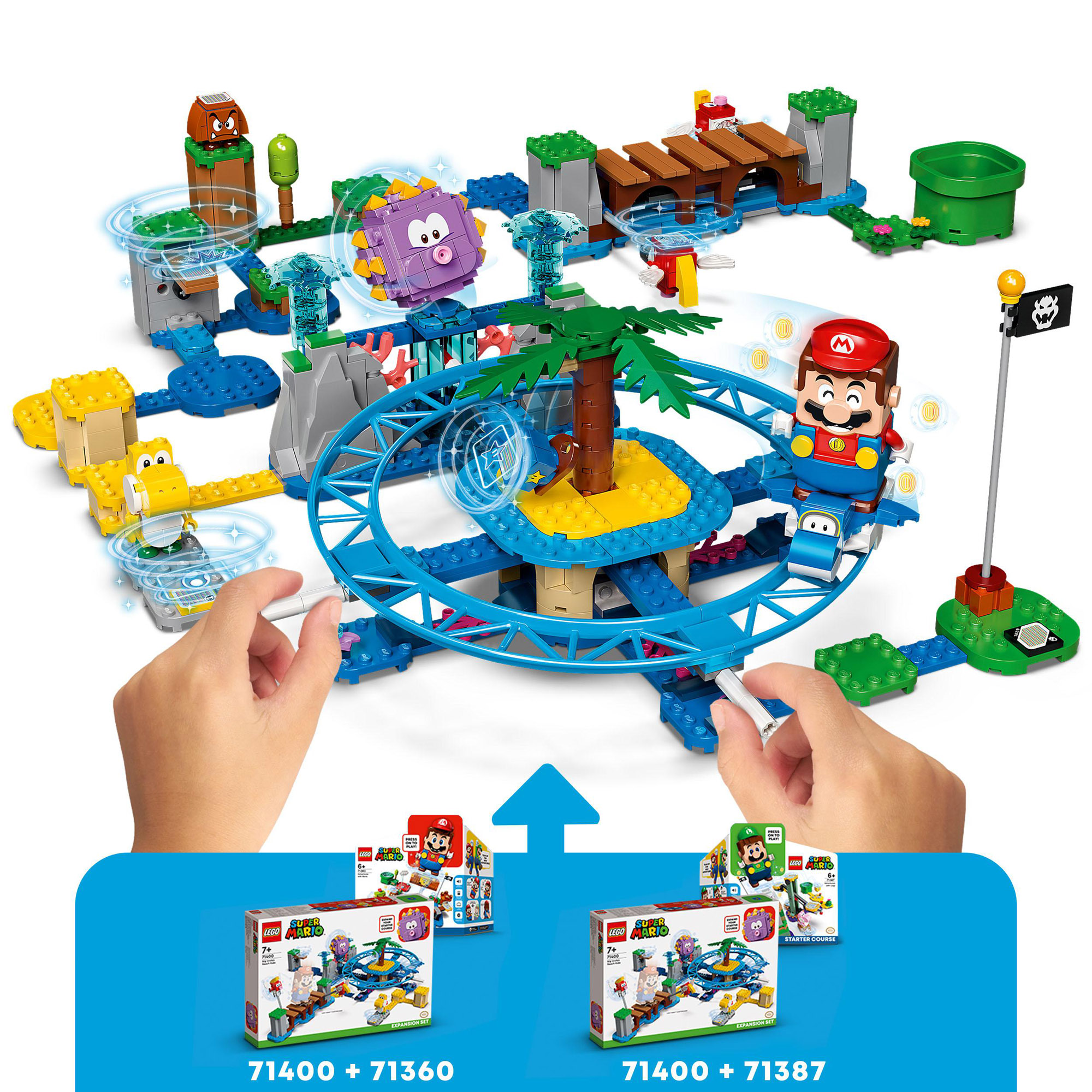 Lego Super Mario spiaggia del ricciospino gigante - pack di espansione, con Yoshi e Delfino, 71400 - LEGO, Super Mario