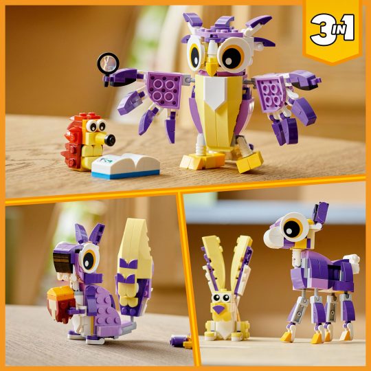 LEGO Creator 31125 3in1 creature della foresta fantasy, set con animali con gufo e coniglio - LEGO