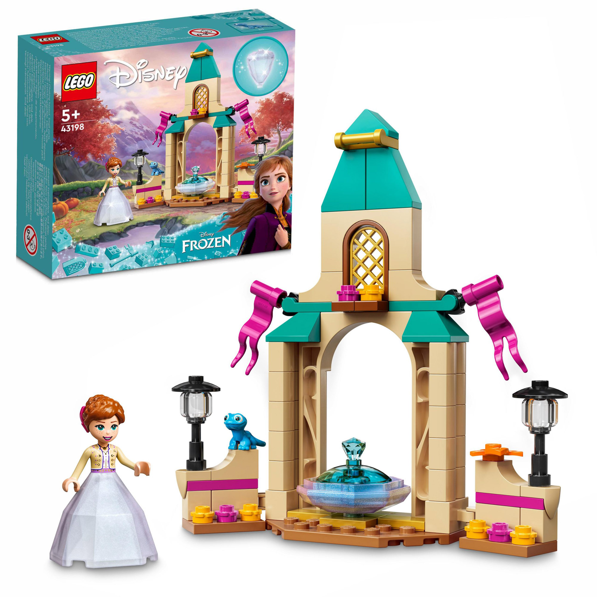 LEGO Disney il cortile del castello di anna, giocattolo con principessa frozen 2, collezione abito diamante, 43198 - Disney, LEGO