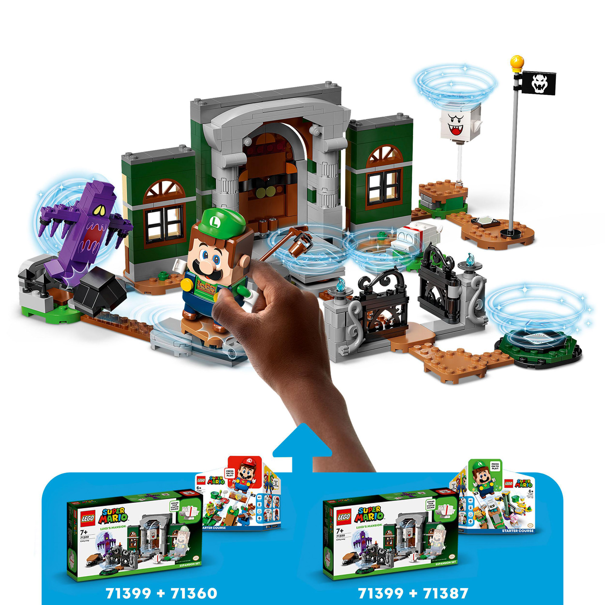 Lego Super Mario atrio di Luigi’s mansion - pack di espansione, con ombretta e boo, 71399 - LEGO, Super Mario