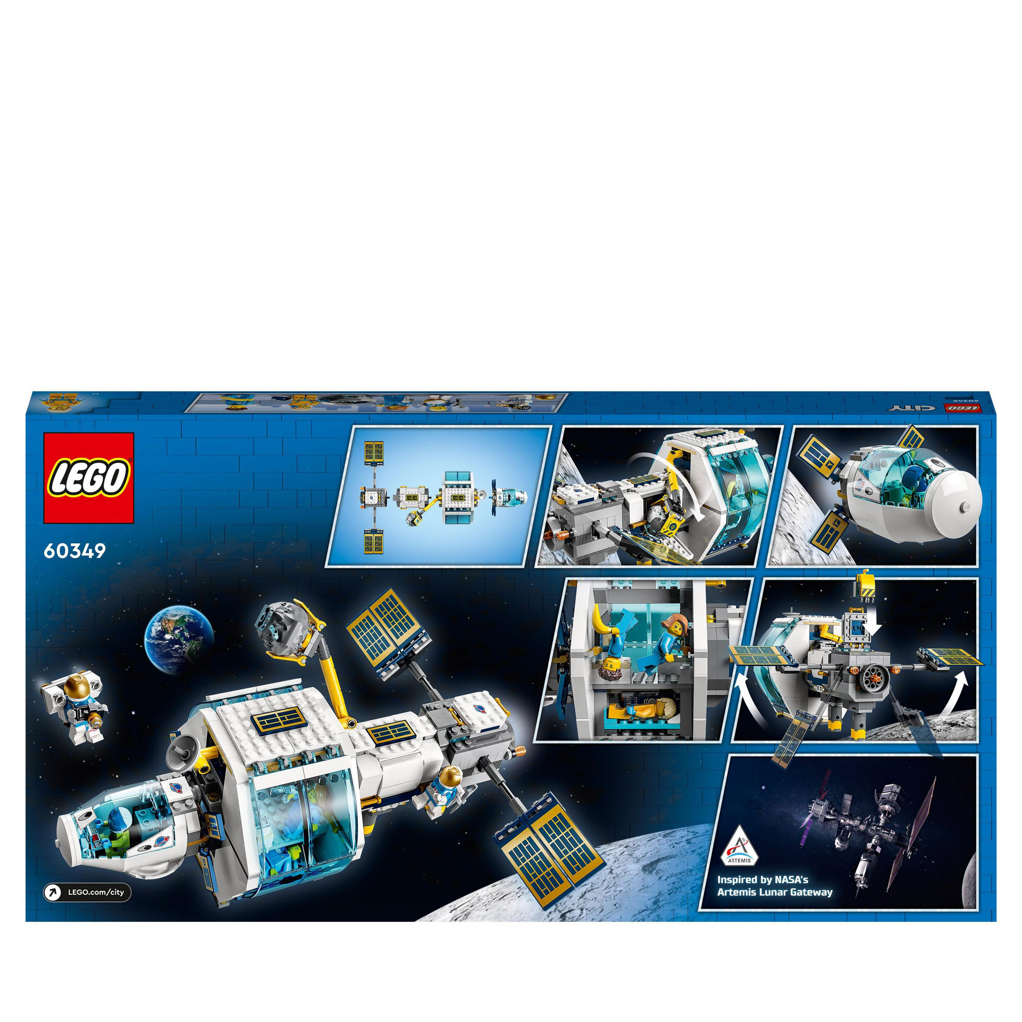 LEGO City 60349 Stazione spaziale lunare, base NASA con 5 minifigure di astronauti - LEGO